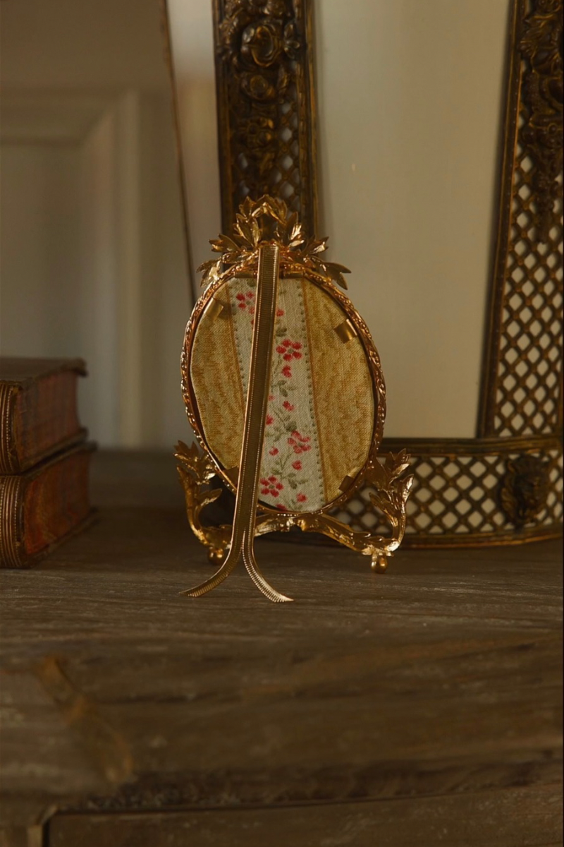 19th C. French Frame with Pink Silk Interior