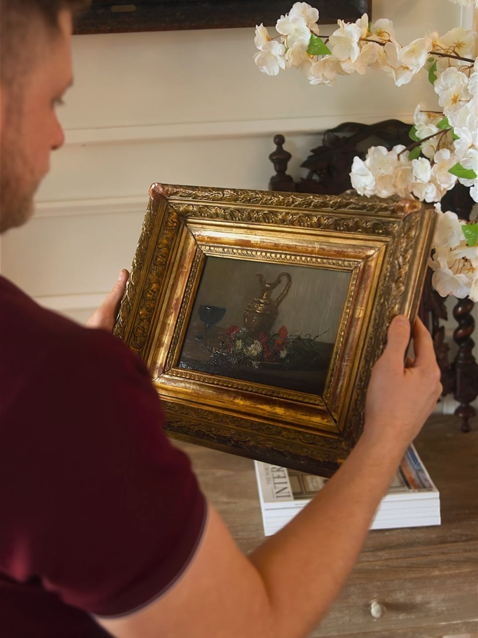 19th Century French Still Life Oil Painting in Gilt Frame