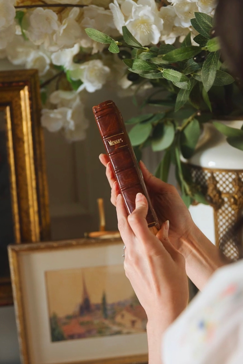 1920s French Devotional Missal with Hand-Painted Limoges Enamel of Sainte Thérèse