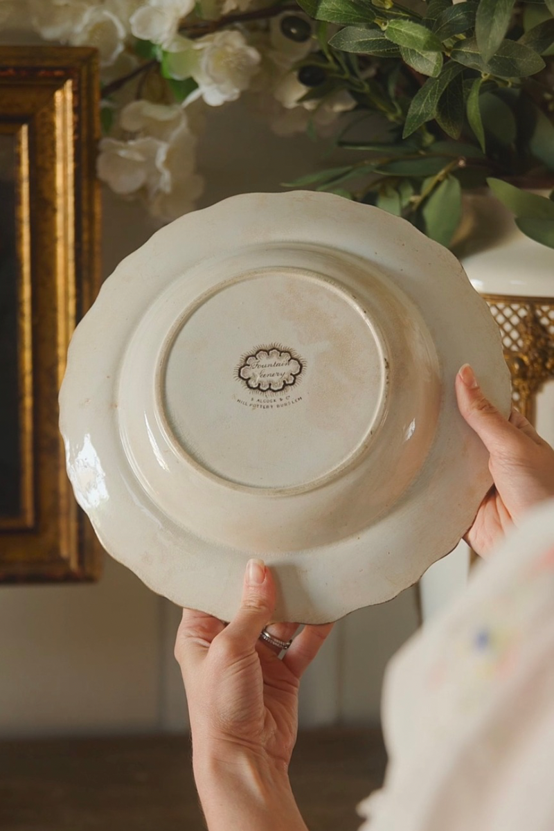 19th Century English Transferware Plate, “Fountain Scenery” Pattern – S. Alcock