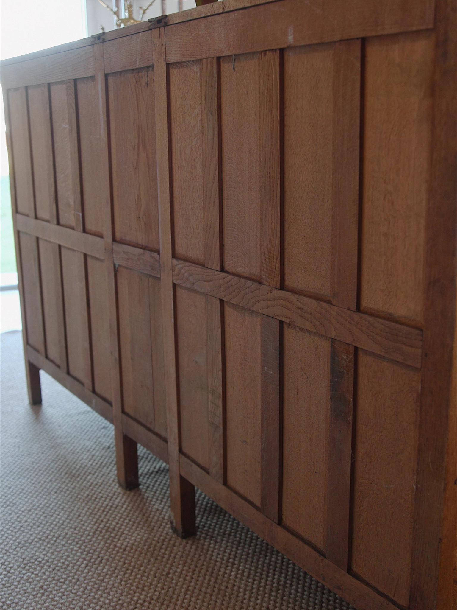 Spanish Renaissance Revival Carved Oak Sideboard with Original Key