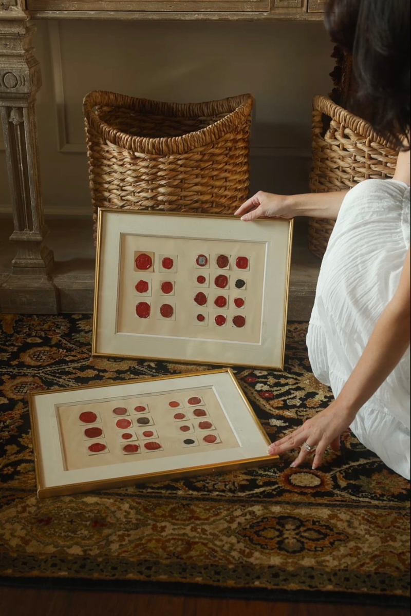 19th C. Pair of Framed Antique European Heraldic Wax Seal Collection