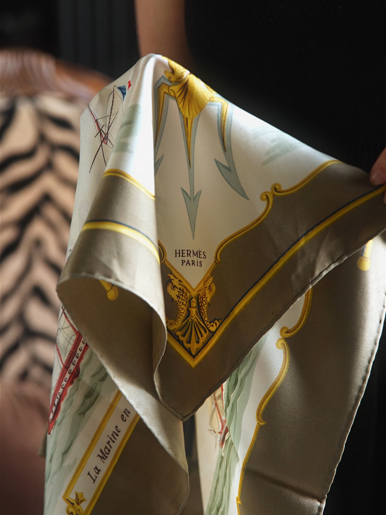 1970’s Hermès “La Marine en Bois” Silk Scarf