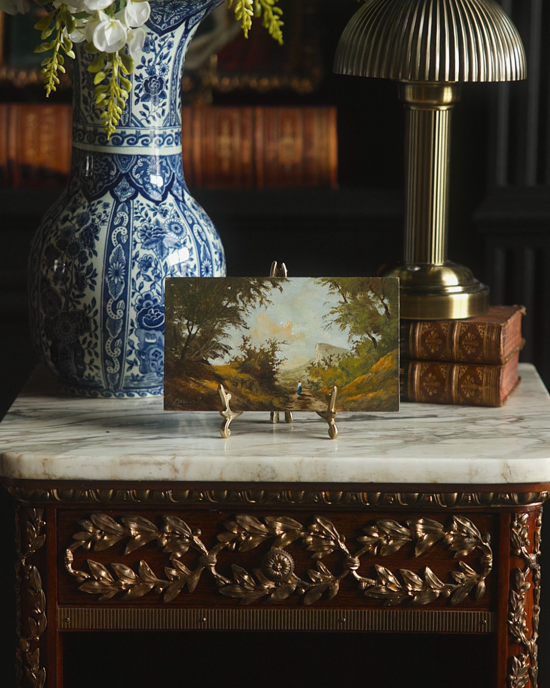 Petite European Landscape Oil Painting on Panel