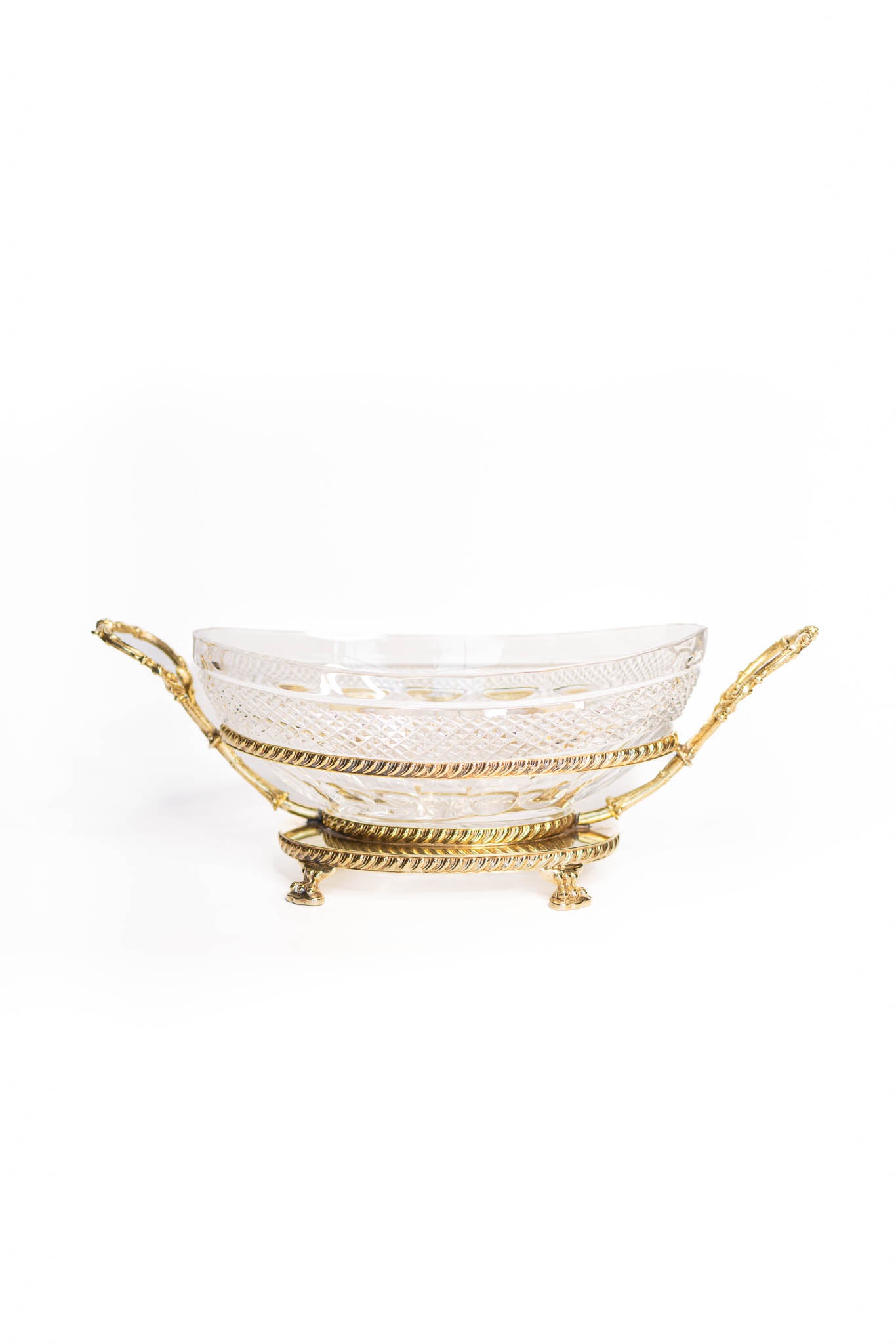 Circa 1900 Large Brass and Crystal French Centerpiece