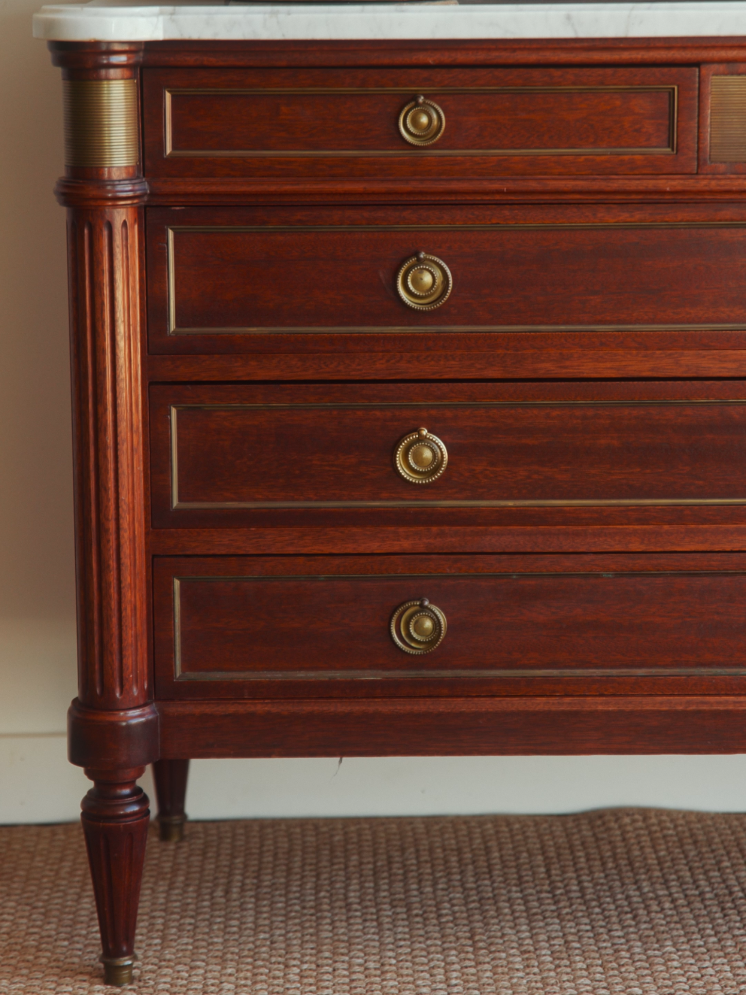 White Marble Top Louis Phillipe Style Commode