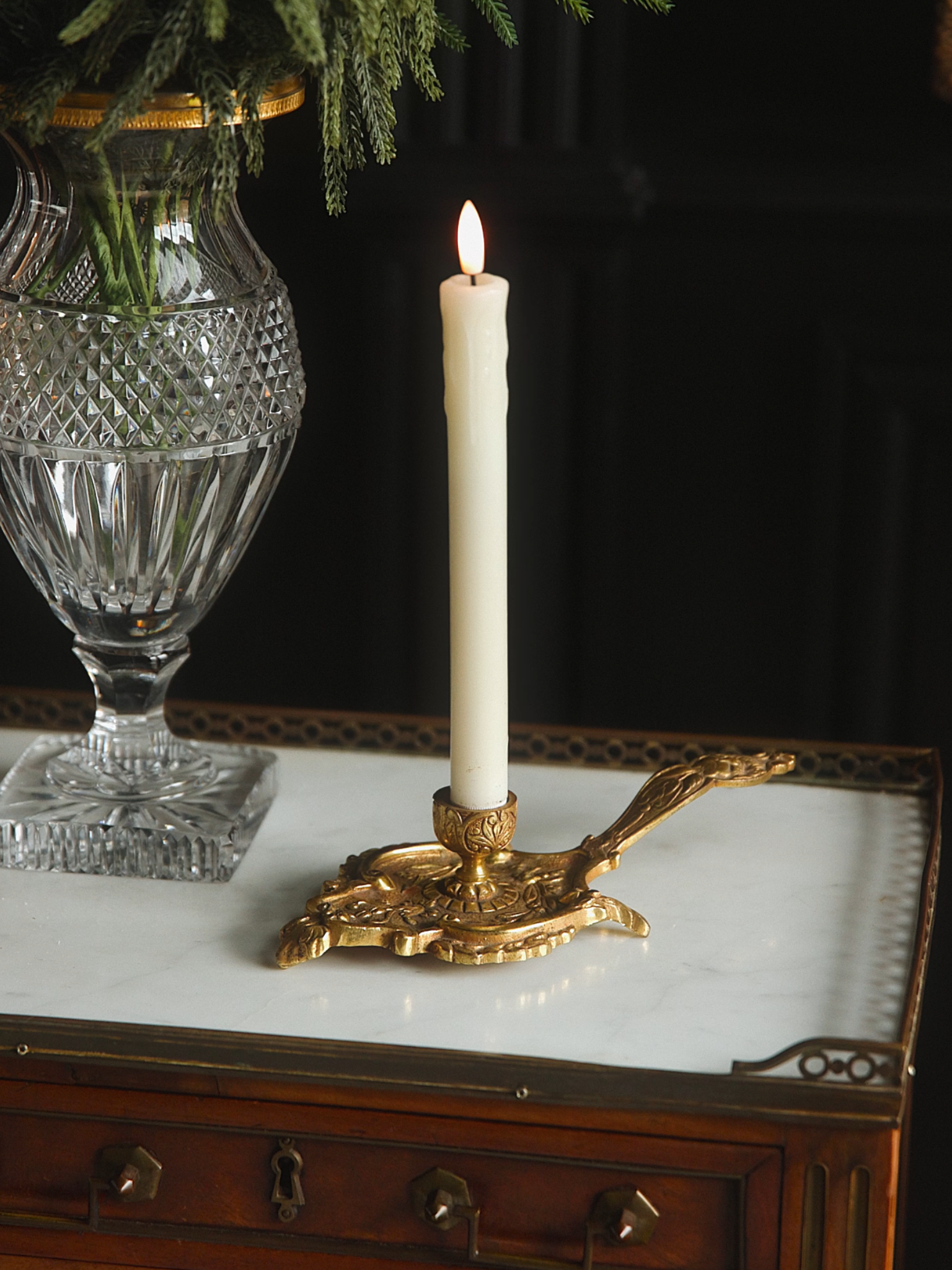 19th Century French Gilded Rococo Chamberstick