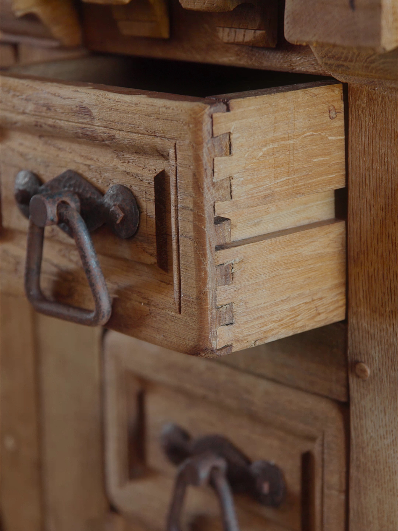 Spanish Renaissance Revival Carved Oak Sideboard with Original Key
