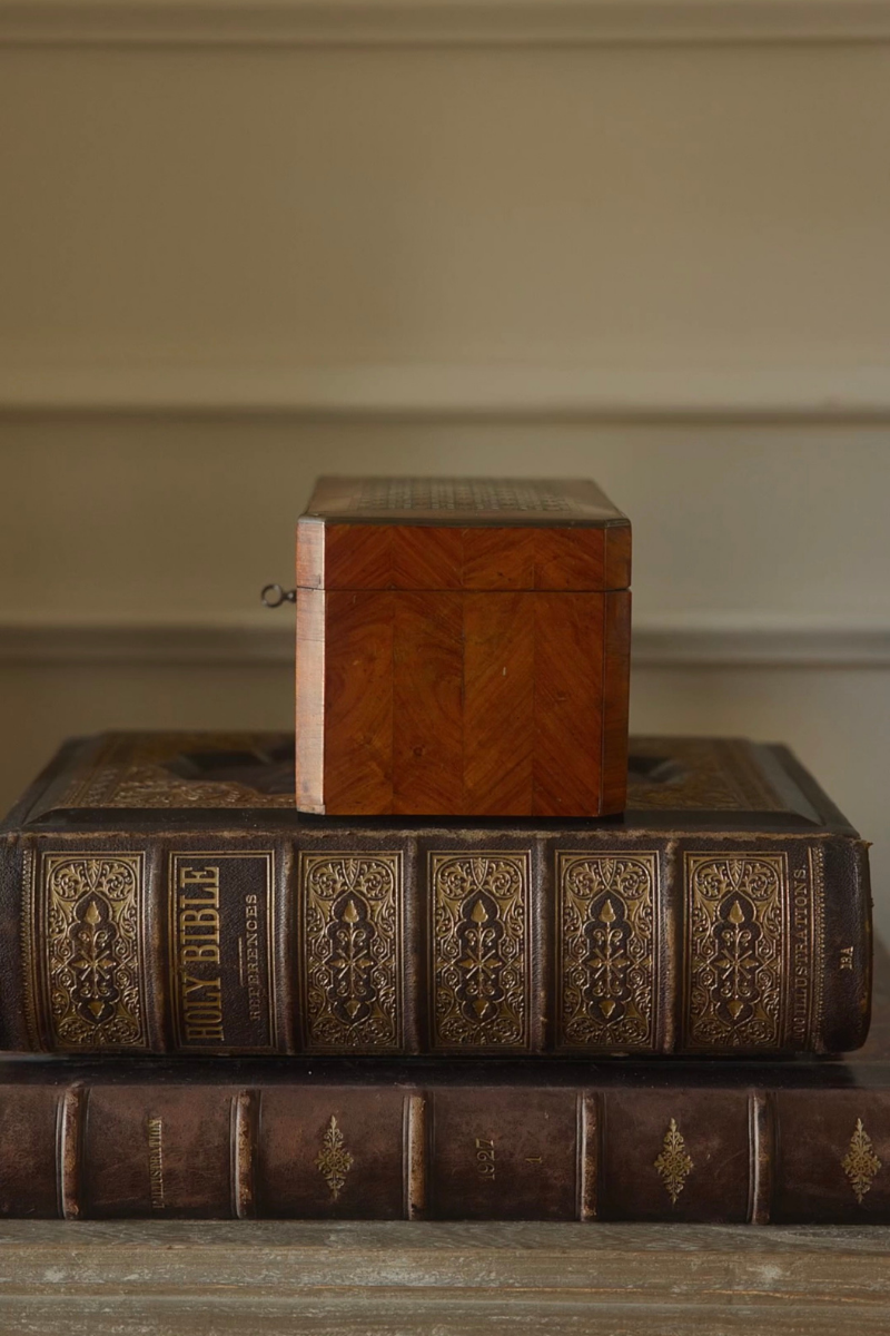 19th-Century French Mother-of-Pearl & Marquetry Tea Caddy