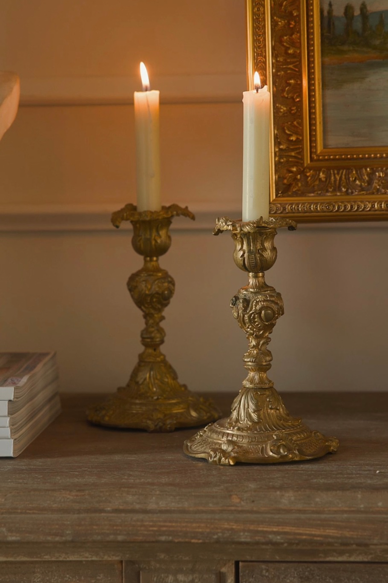 Pair of 19th C. French Bronze Candlesticks