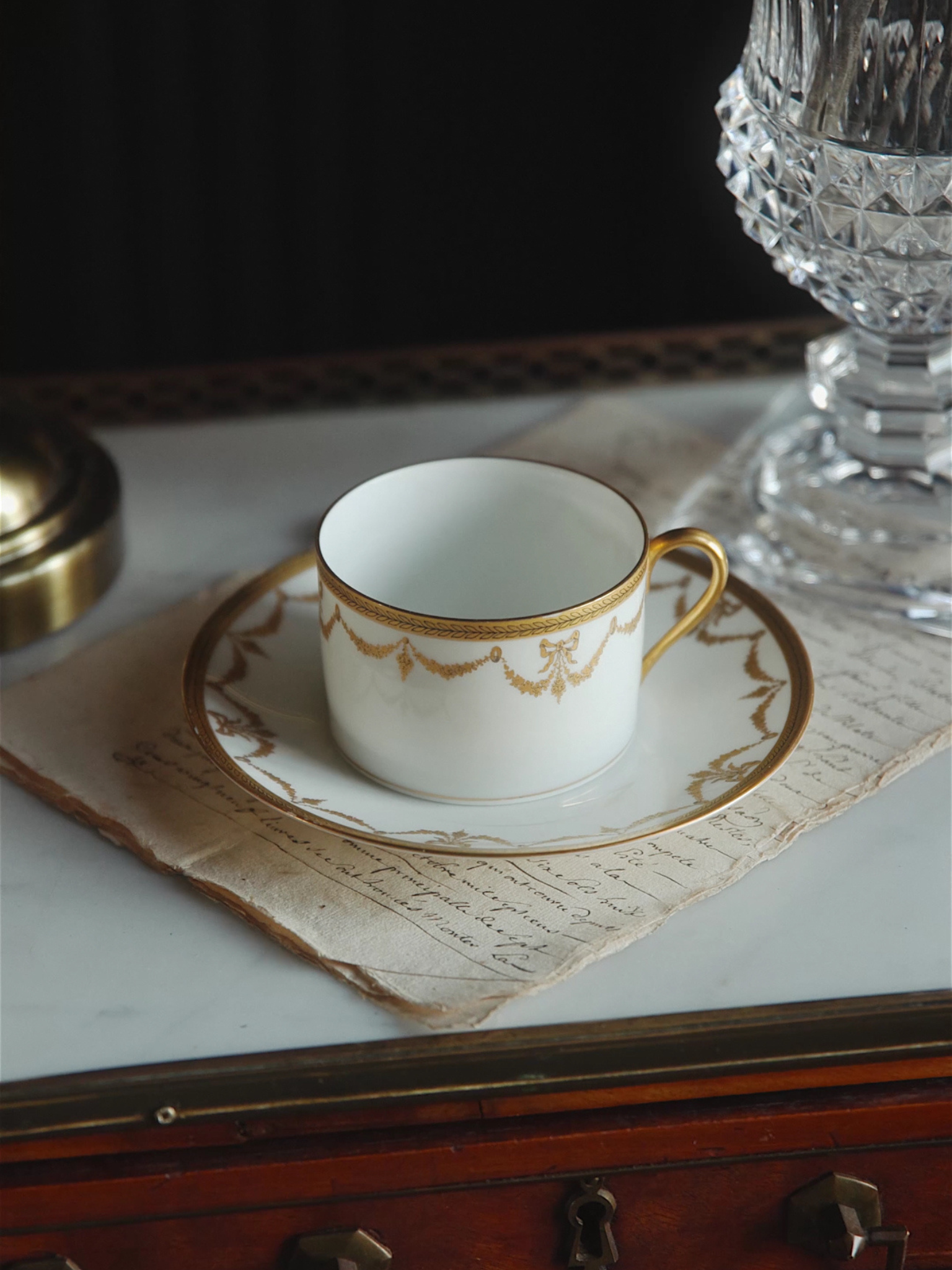 Limoges Dupont-Fourdinignoies Gilt Cup & Saucer