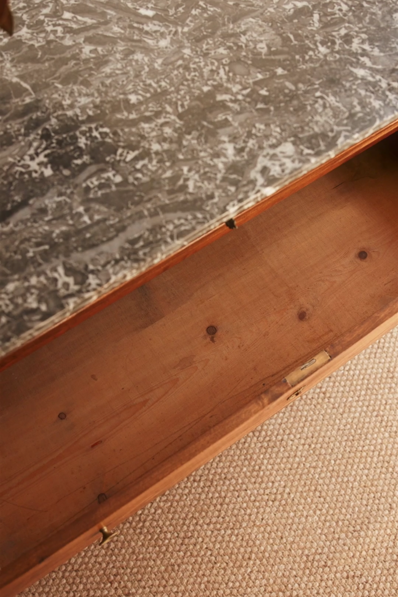 19th Century French Provincial Four-Drawer Commode with Marble Top