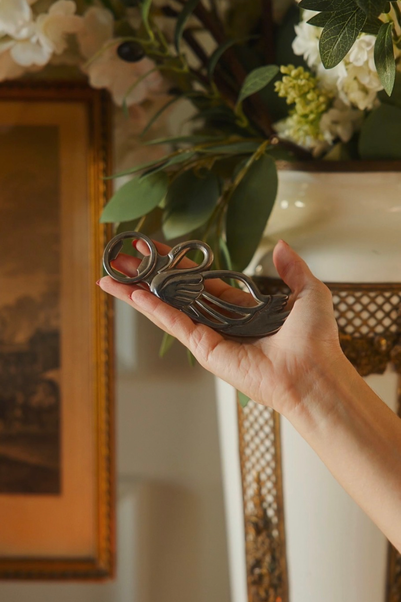 French Silver Plated Swan Bottle Opener