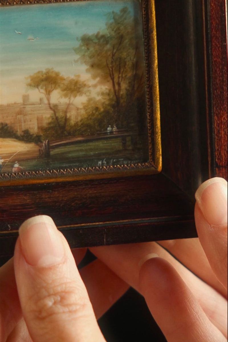 Signed Miniature Landscape With Manor House | Late 19th Century