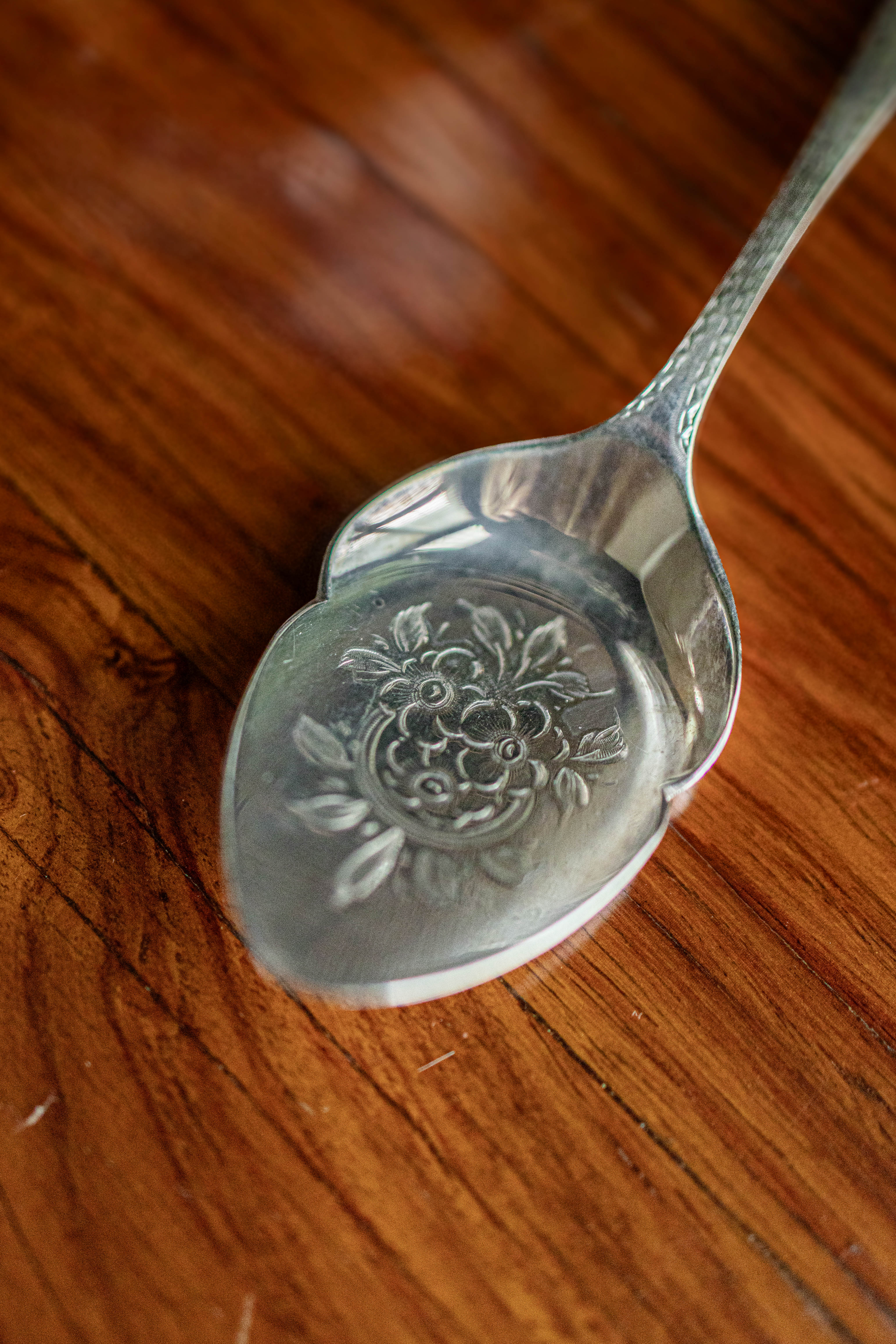 Antique Crystal & Silver Condiment Jar with Spoon