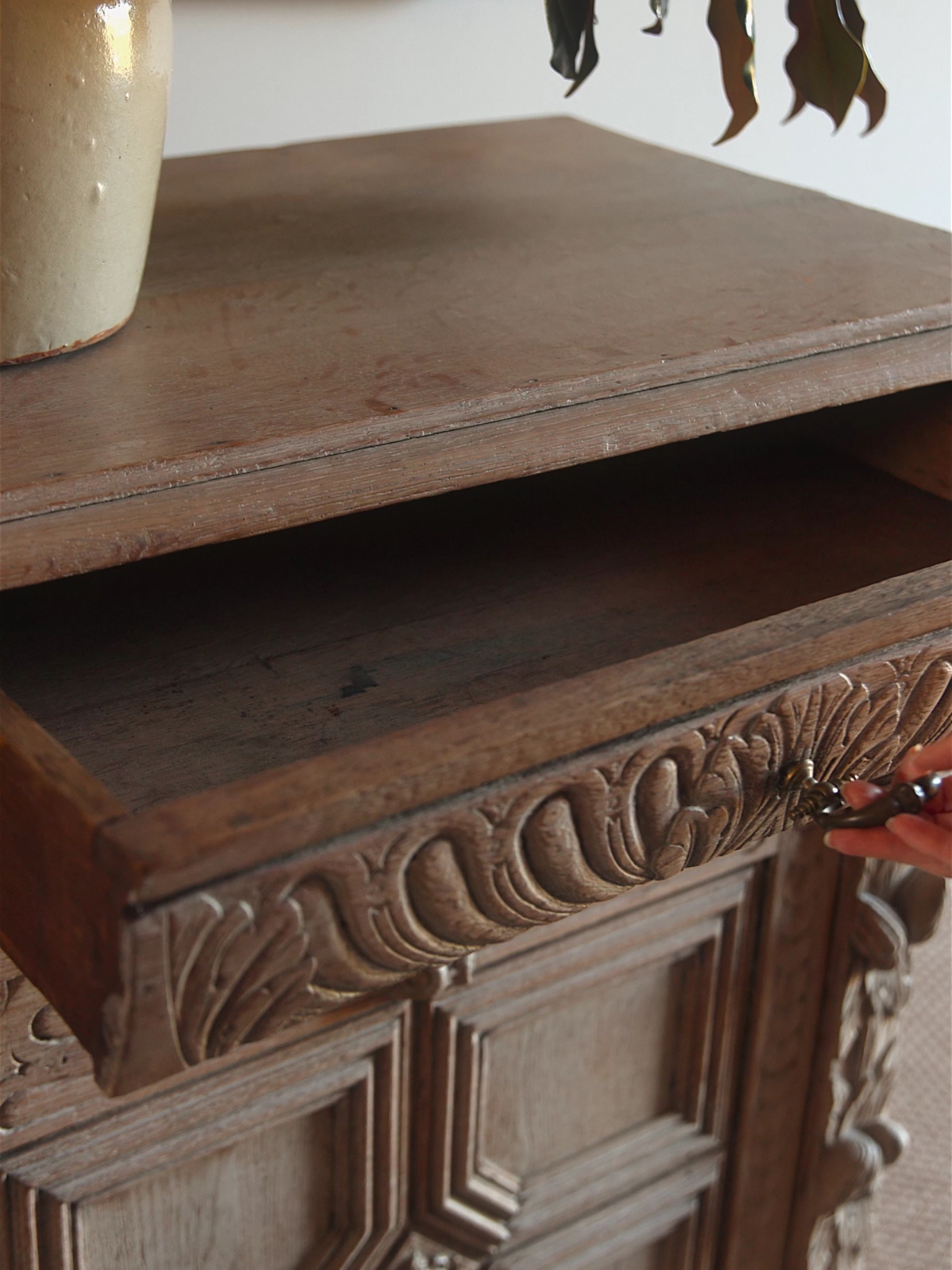 Antique French Carved Oak Cabinet