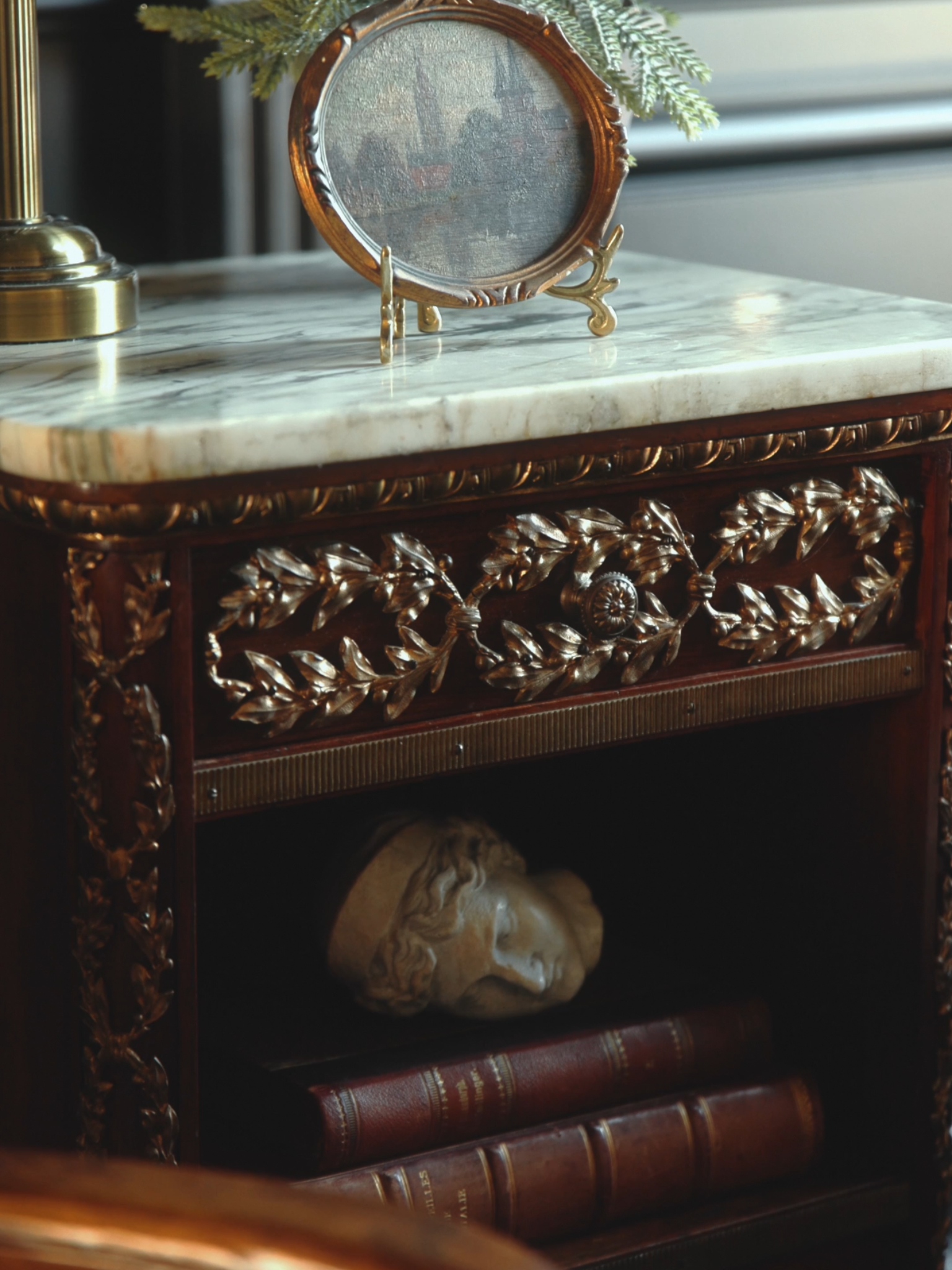 French Louis XVI Marble-Top Cabinet With Ormolu Mounts