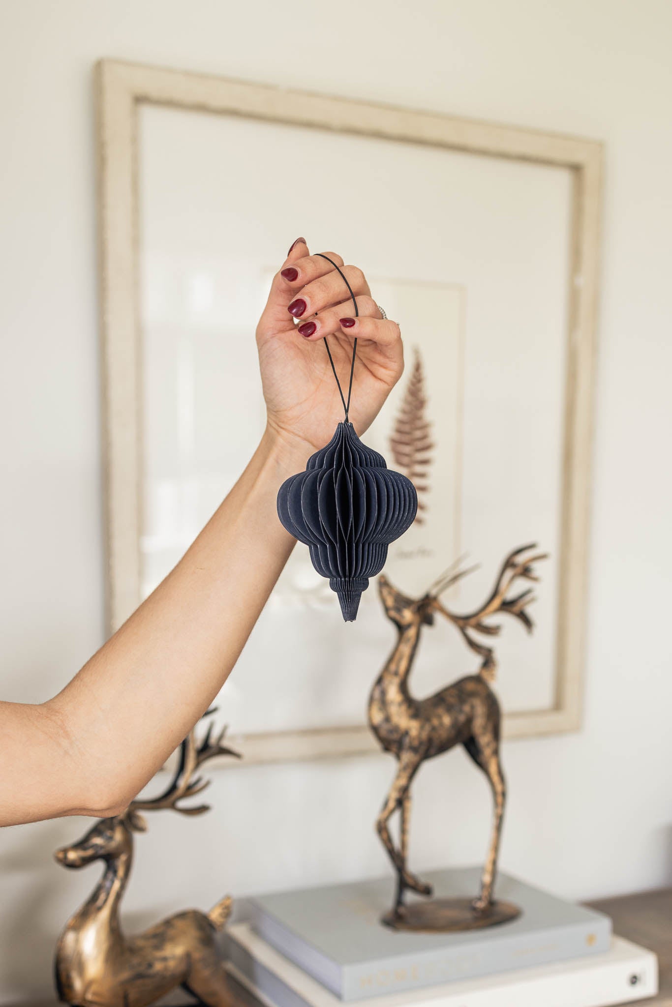 Set of 6 Midnight Jewel Paper Mache Ornaments