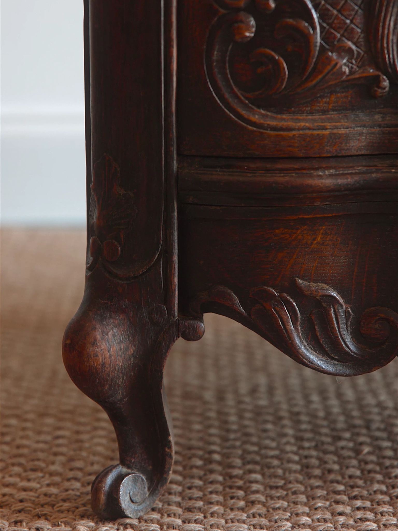French Rococo Revival Commode with Floral Carvings and Cabriole Legs