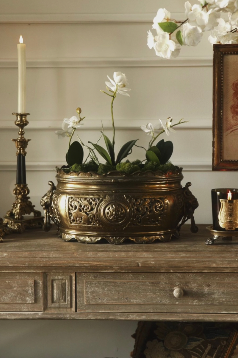 19th Century French Bronze Jardinière with Figural Details and Handles
