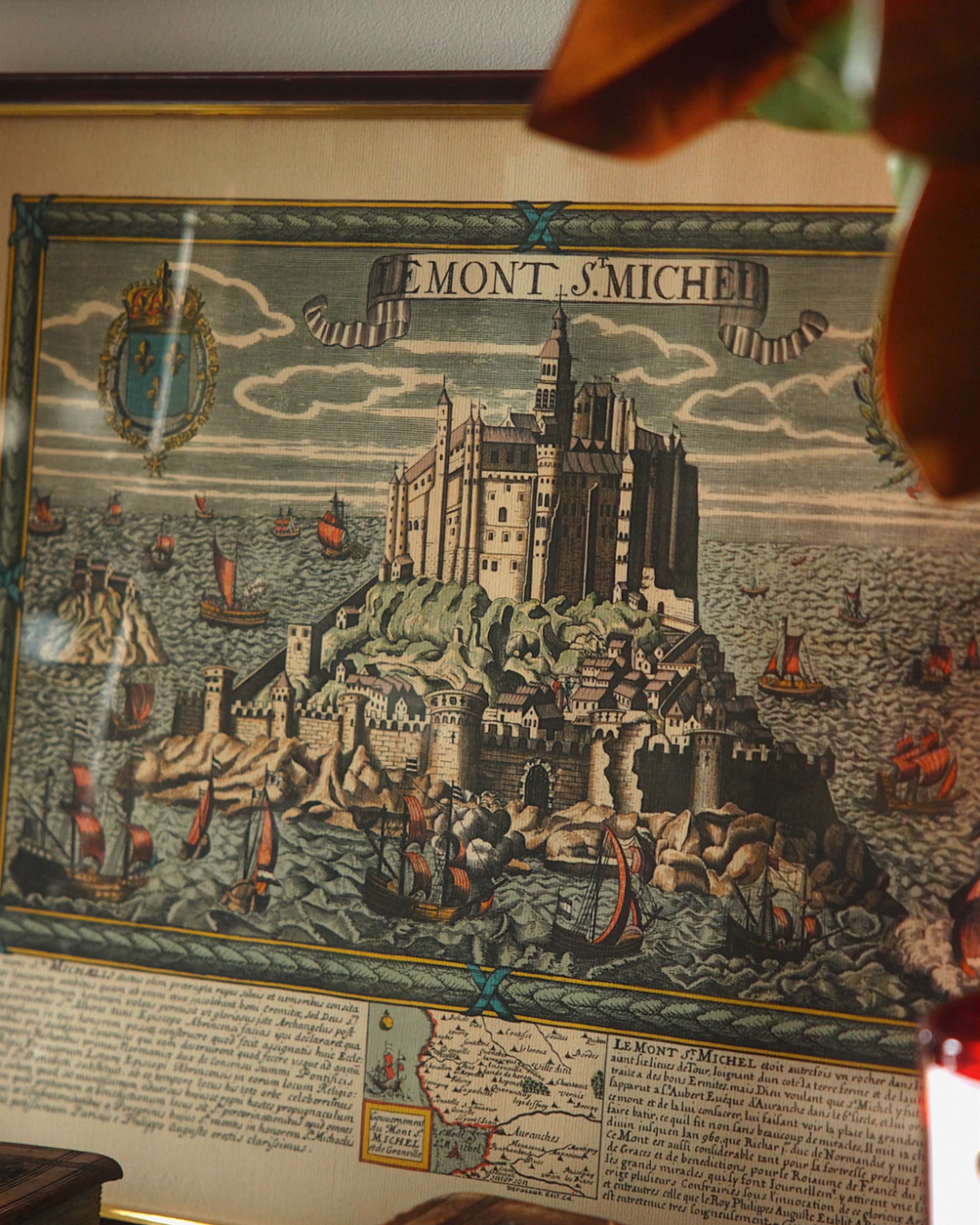 Mid-20th Century Framed Engraving of Mont-Saint-Michel, France