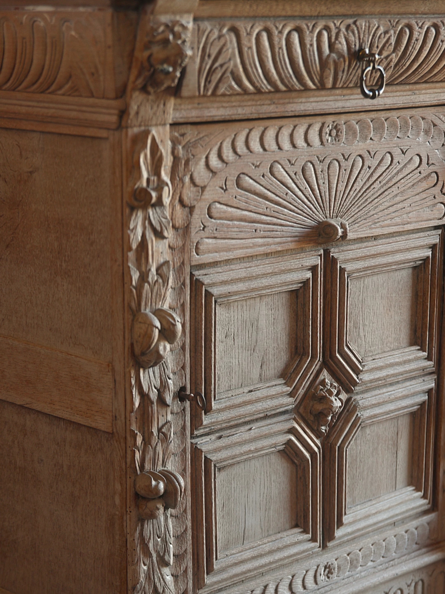 Antique French Carved Oak Cabinet