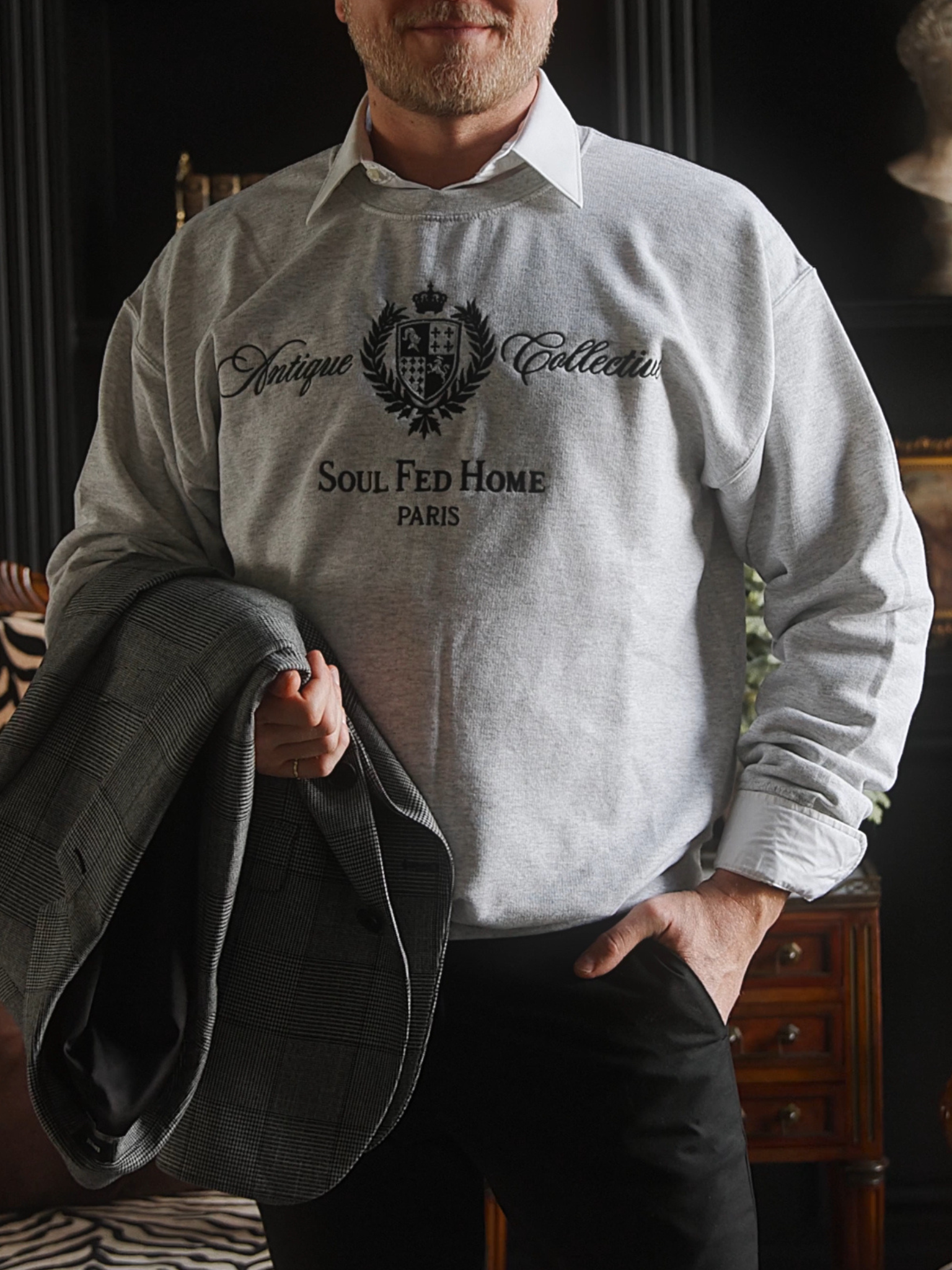 Soul Fed Home Heritage Crest Crewneck - Grey
