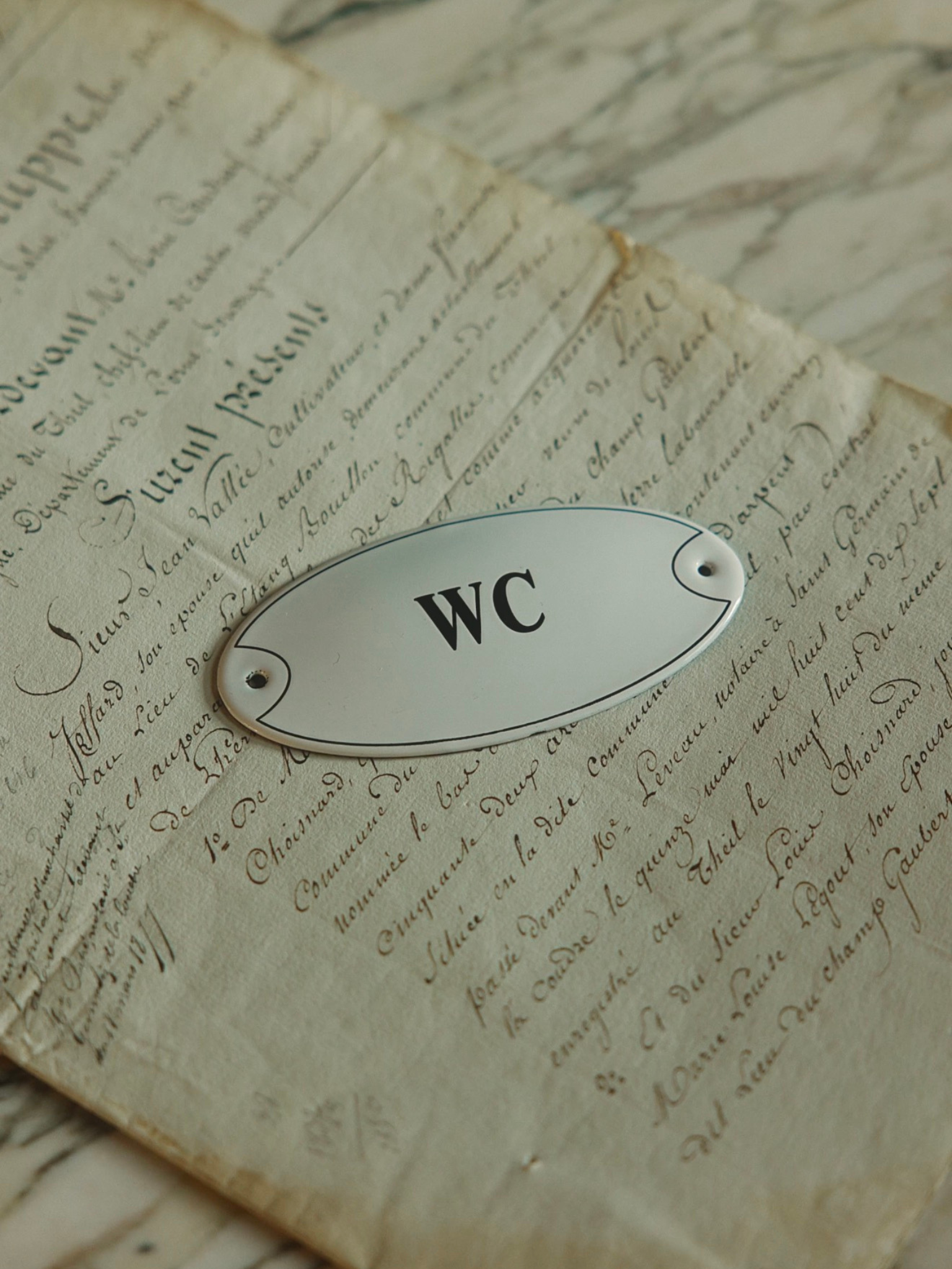 French Enamel "WC" Sign
