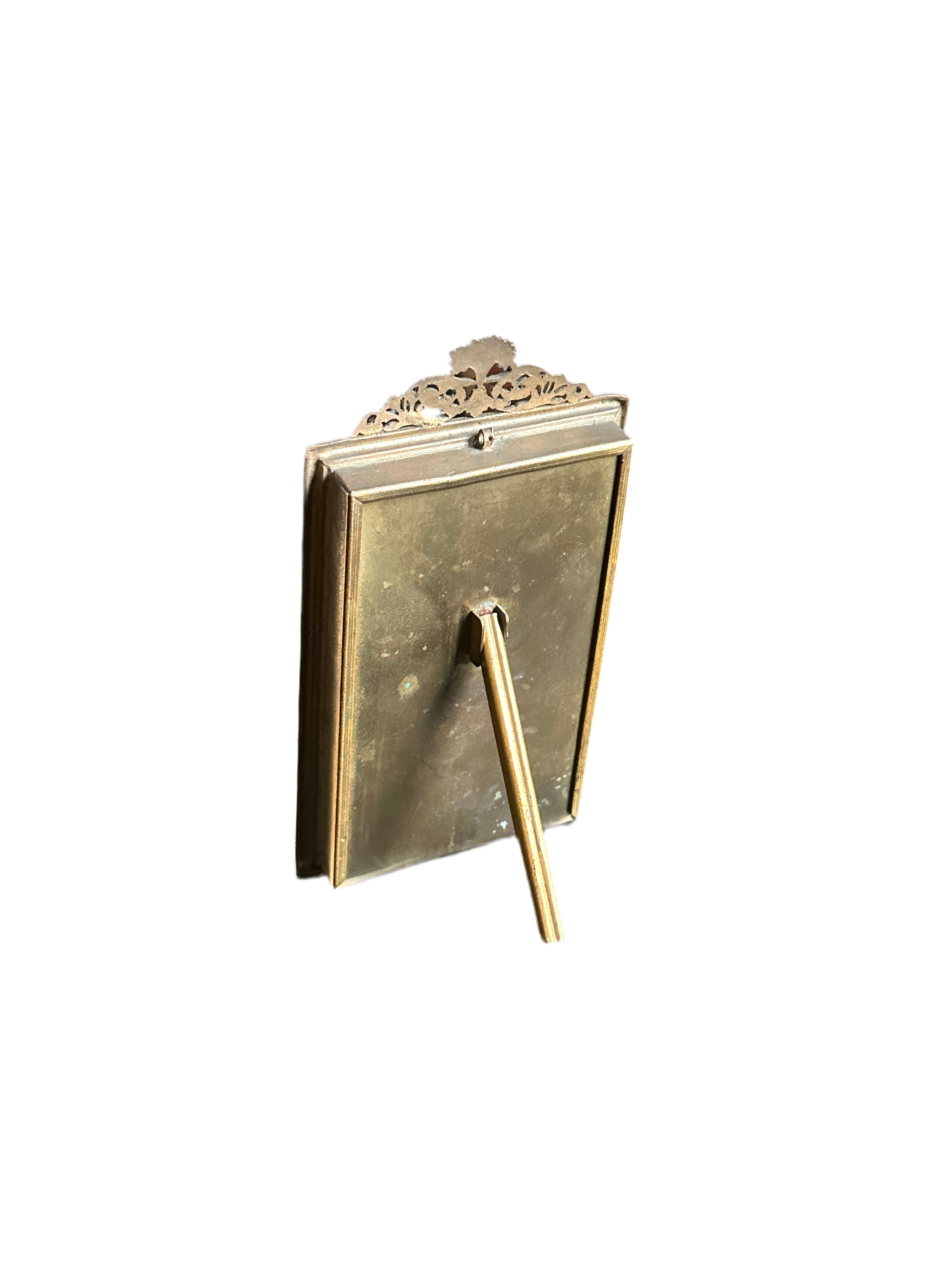 Antique Gilt Brass Frame with Bow Crest