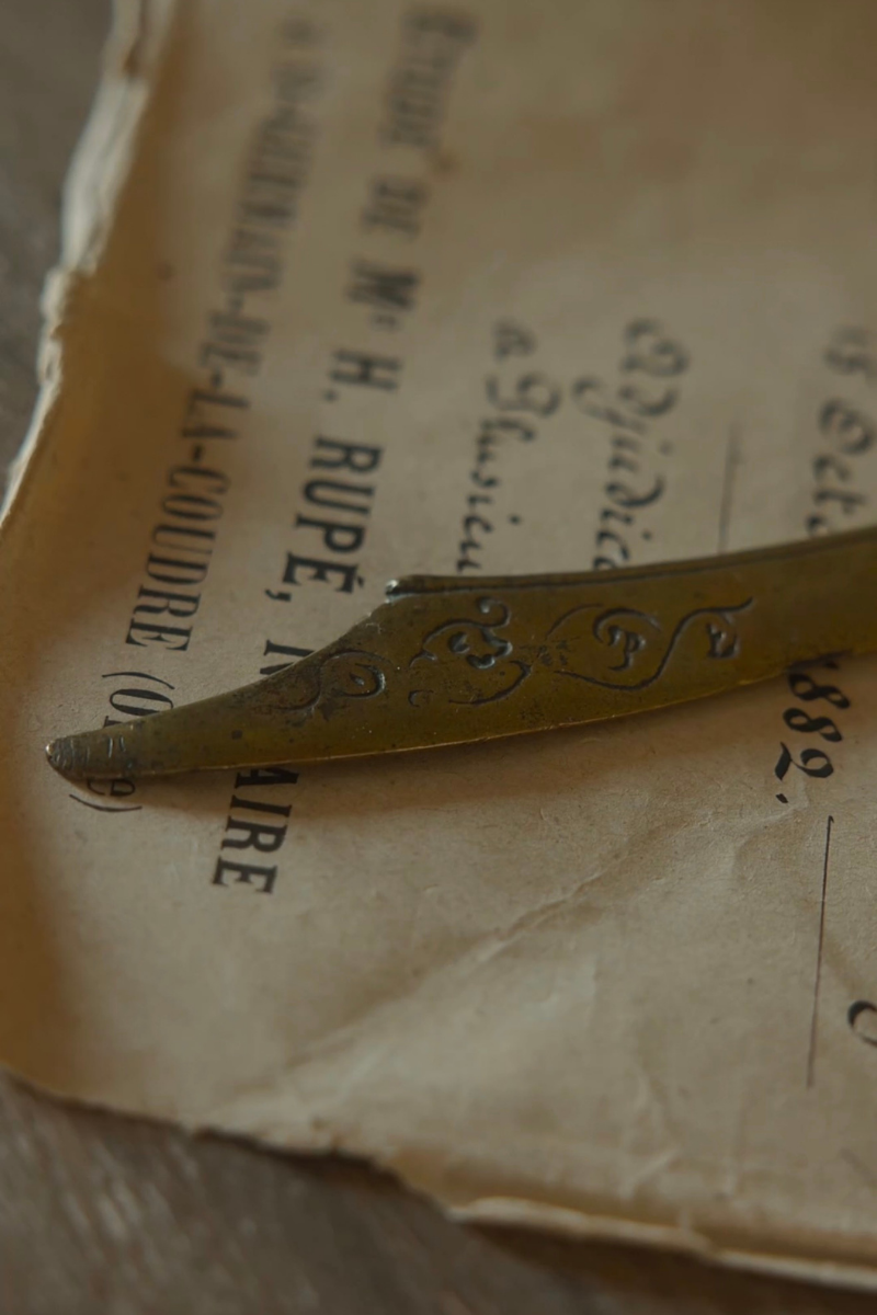 Circa 1900 Brass Letter Opener with Renaissance Revival Ornament