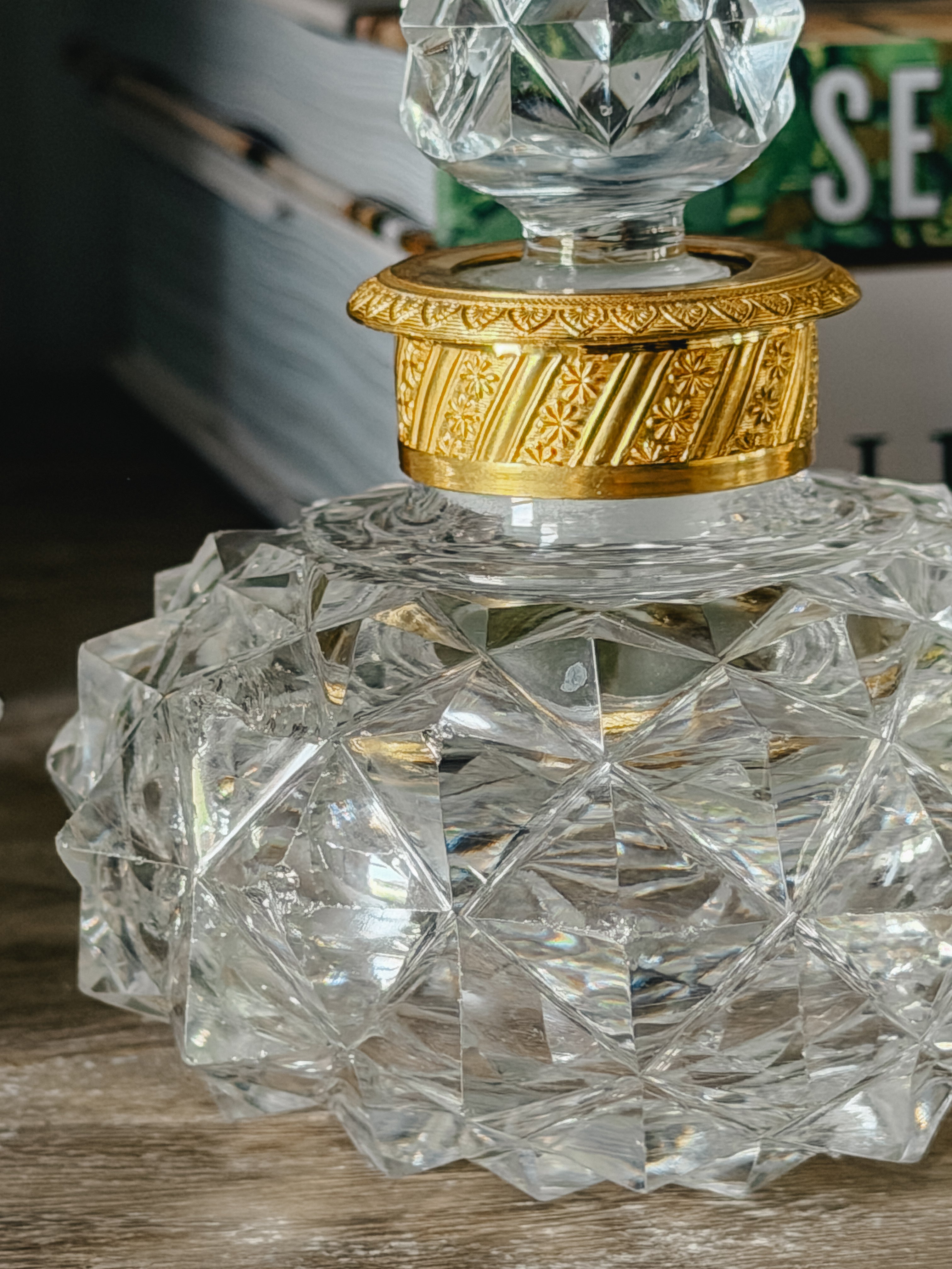 Pair of 19th Century Cut Crystal Perfume Bottles with Gilt Mounts
