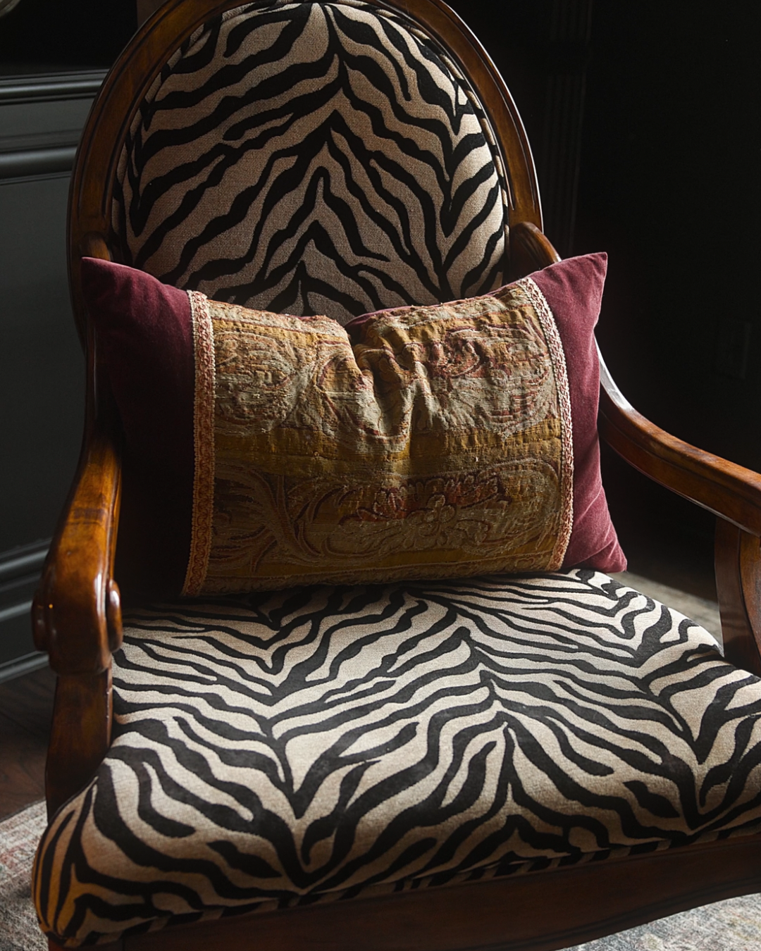 17th Century Tapestry Fragment Velvet Pillow