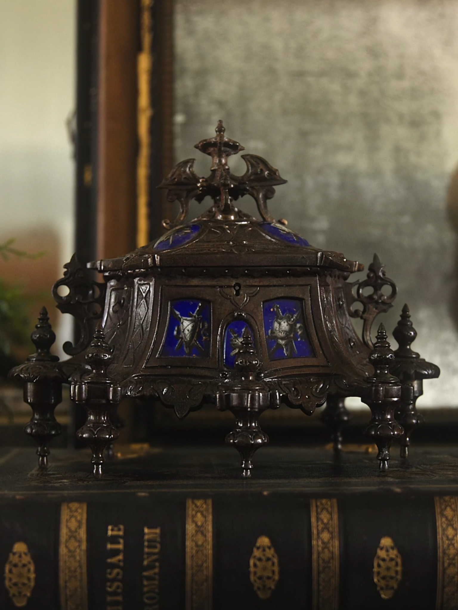 19th Century Casket With Hand Painted Porcelain Accents