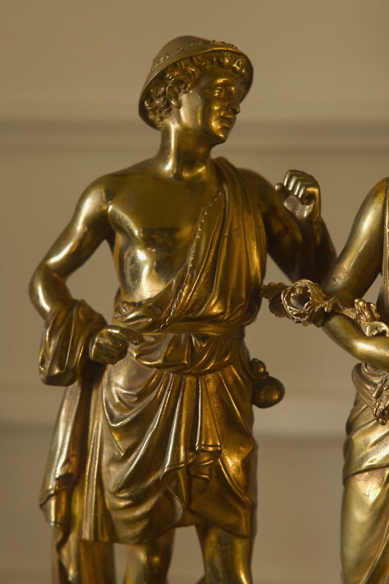 19th-Century Bronze Allegorical Group with Mercury