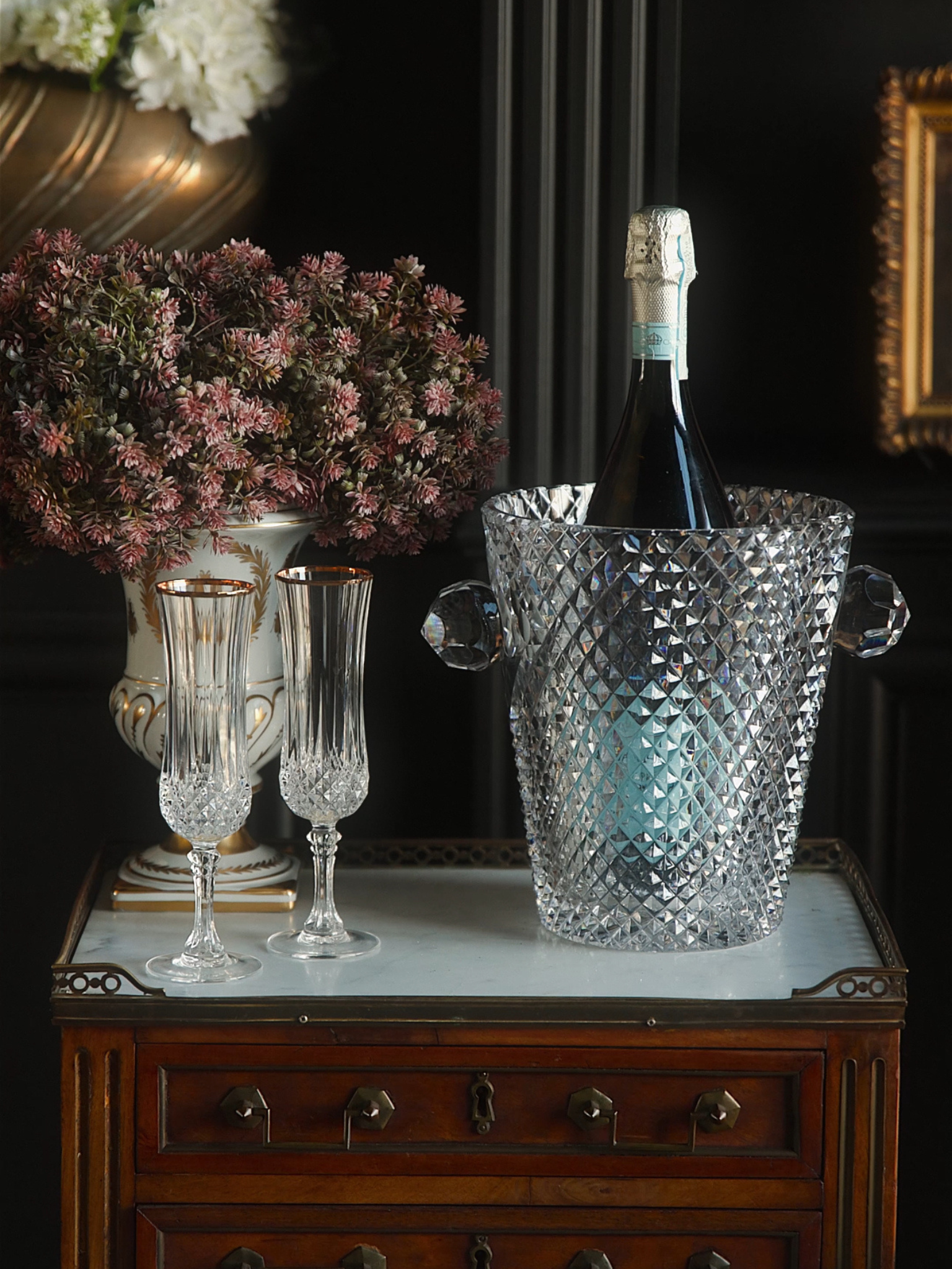 Large Cut Crystal Champagne Bucket
