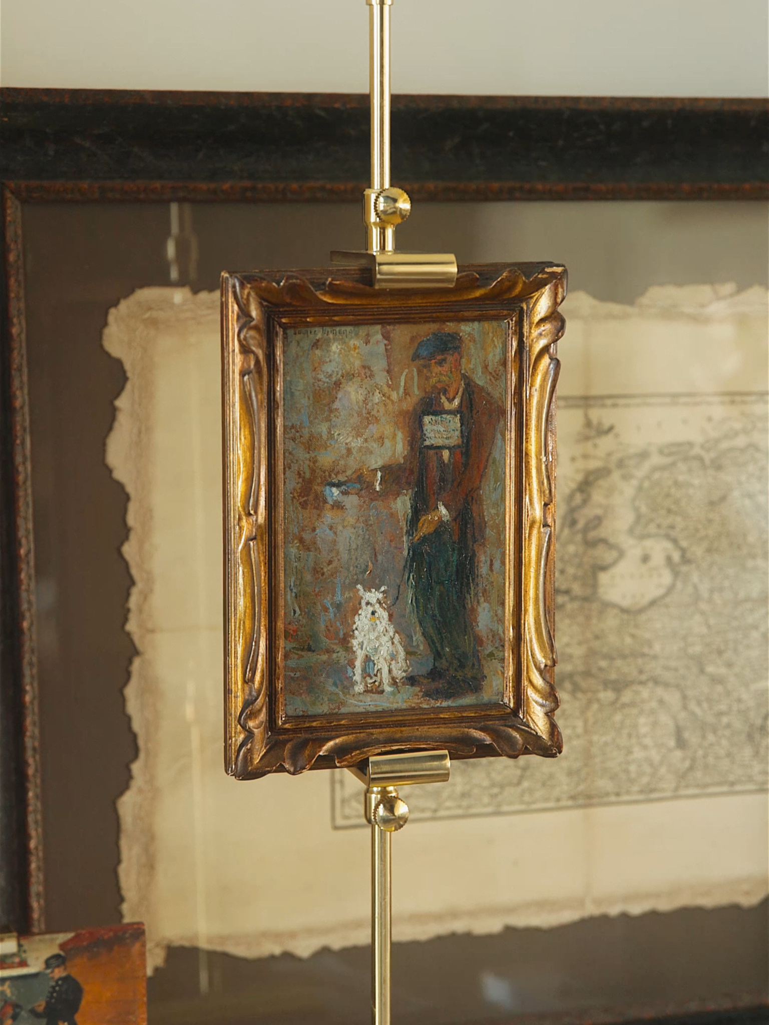 Post Impressionist Man & Dog Painting