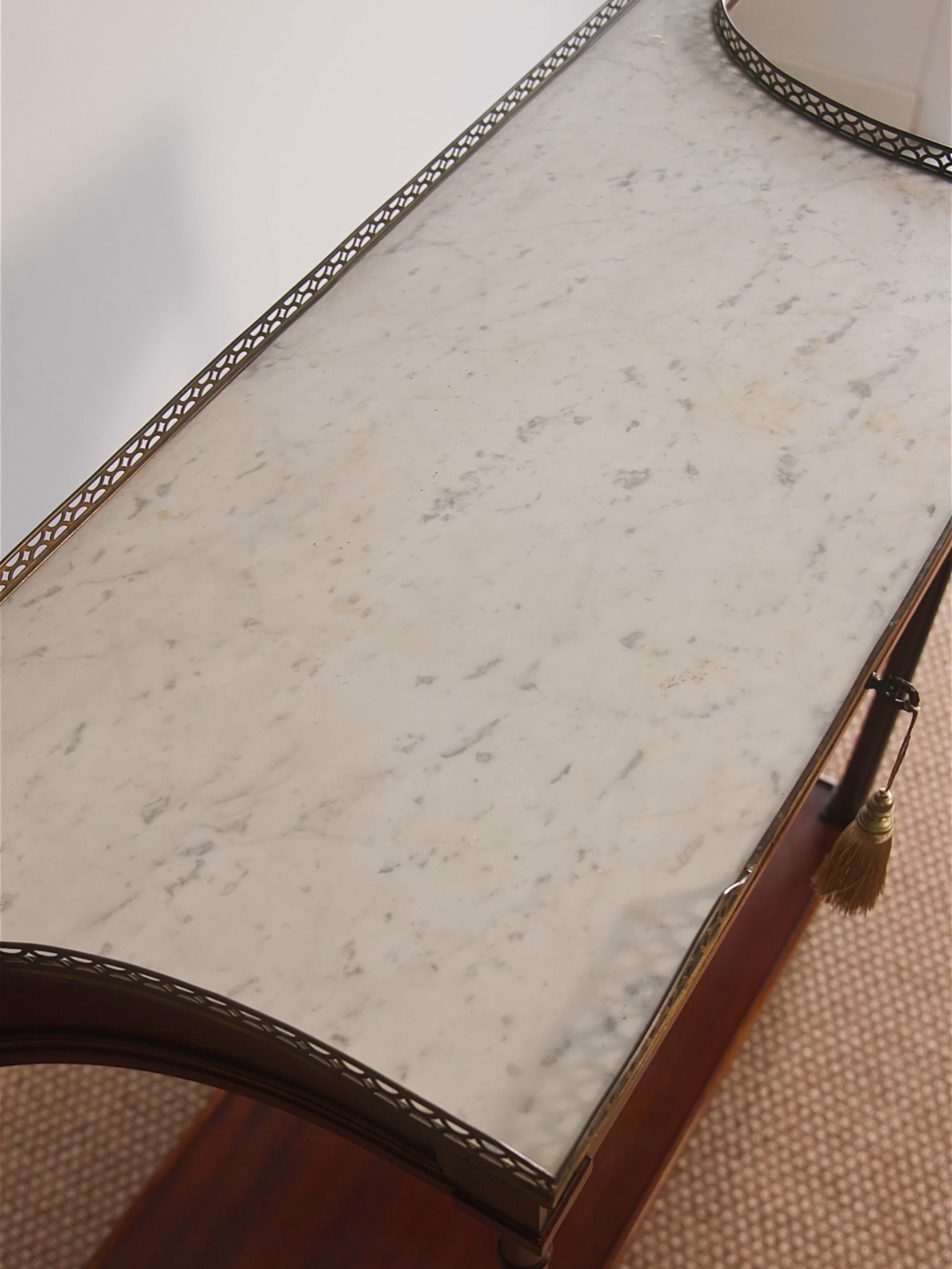 French Mahogany Console Table with Brass Gallery Edge