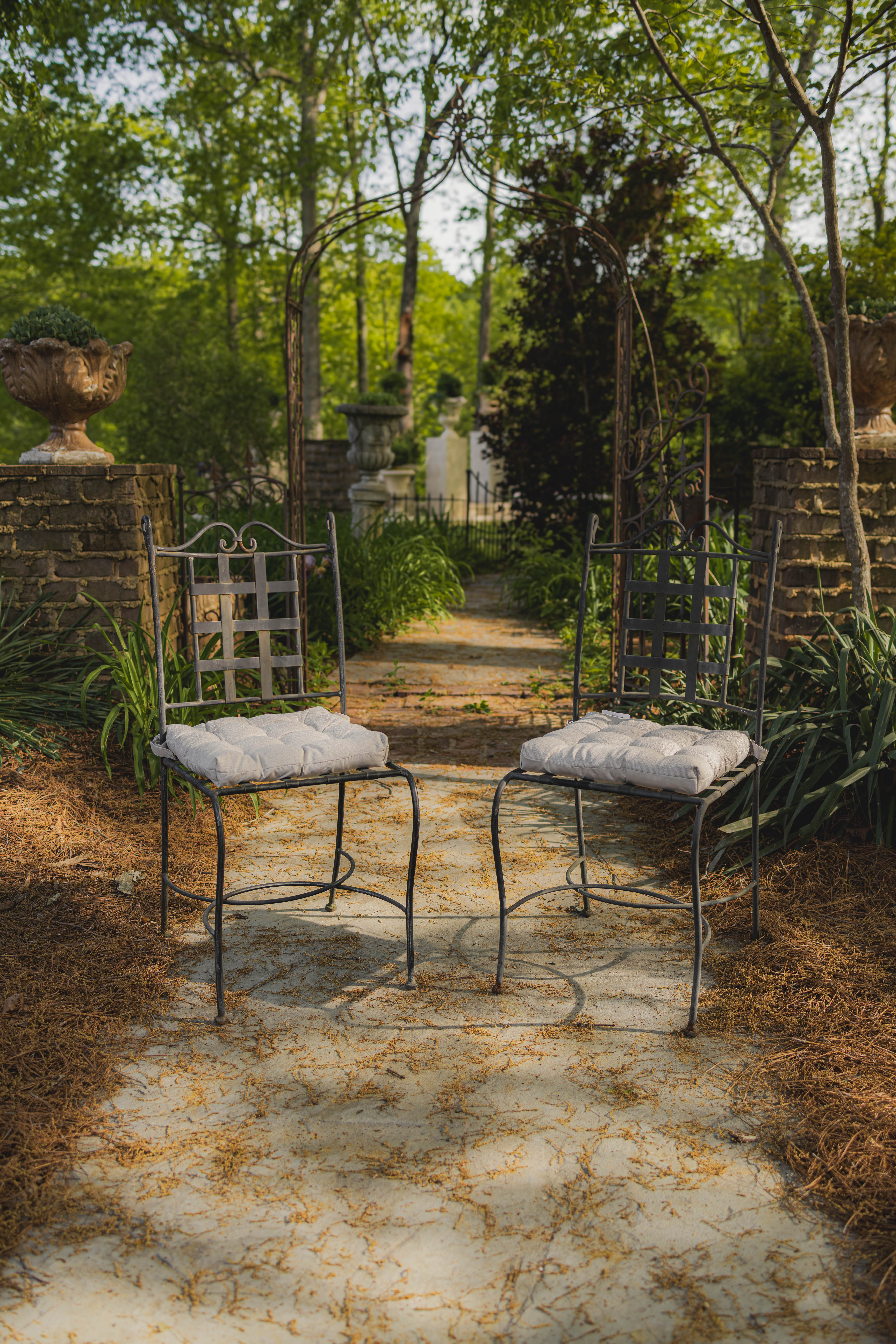 Pair of Two French Wrought Iron Garden Chairs
