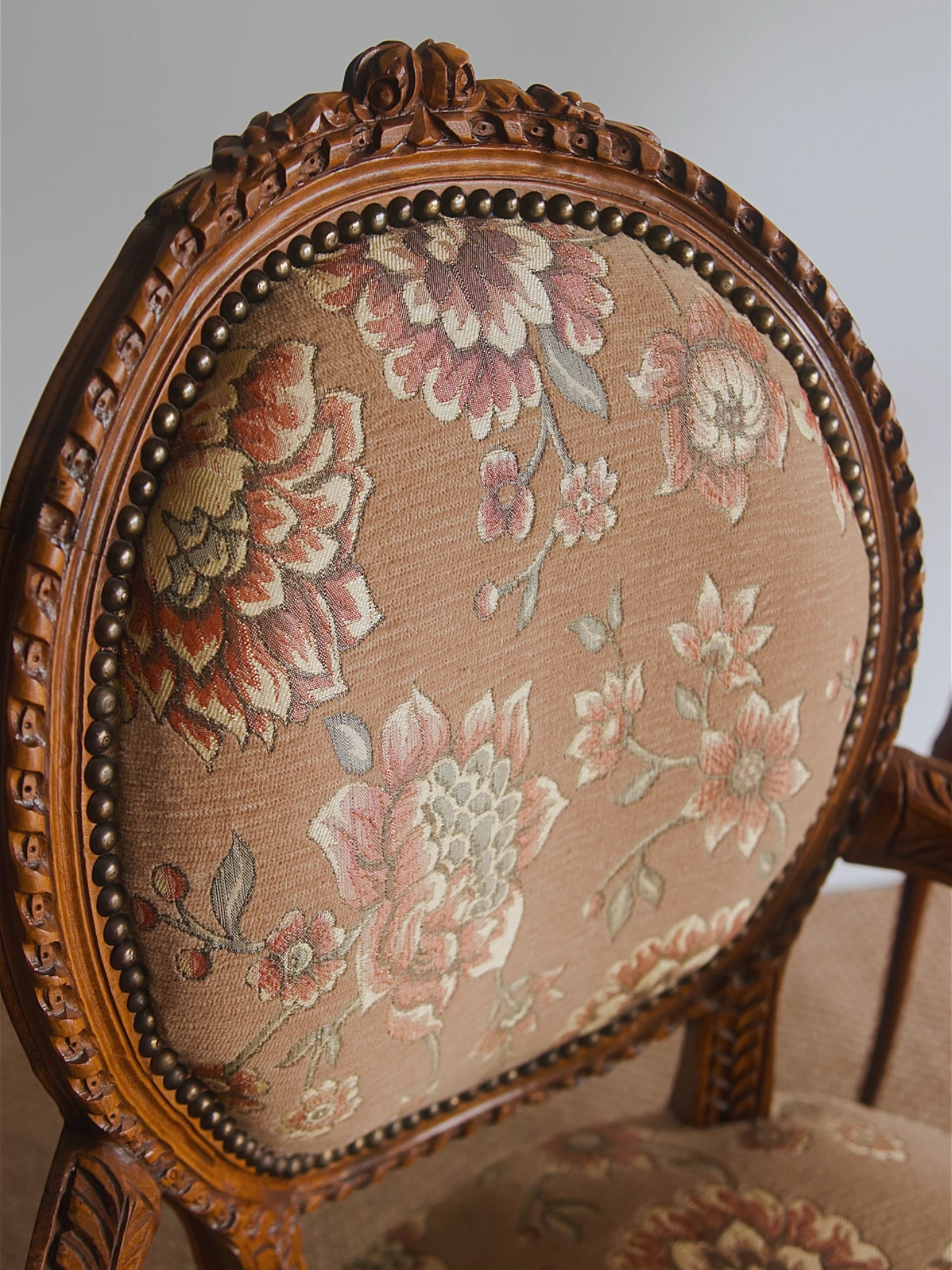 Pair of Antique French Louis XVI Carved Fauteuils