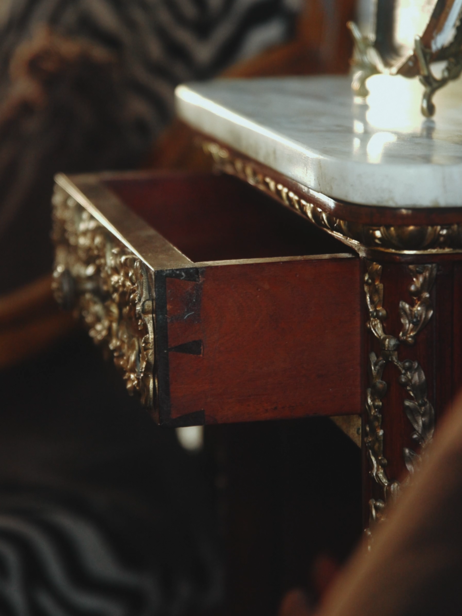 French Louis XVI Marble-Top Cabinet With Ormolu Mounts
