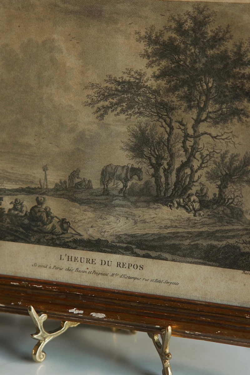 18th C. French Engraving "The Hour of Rest"
