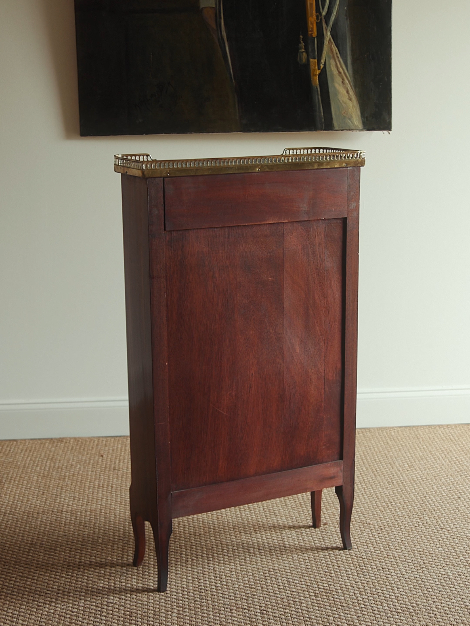 French Louis XVI Mahogany Étagère with Marble Top & Brass Gallery