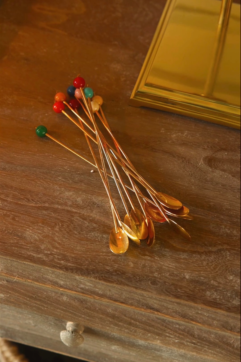 Set of Ten 20th C. French Brass Cocktail Spoons