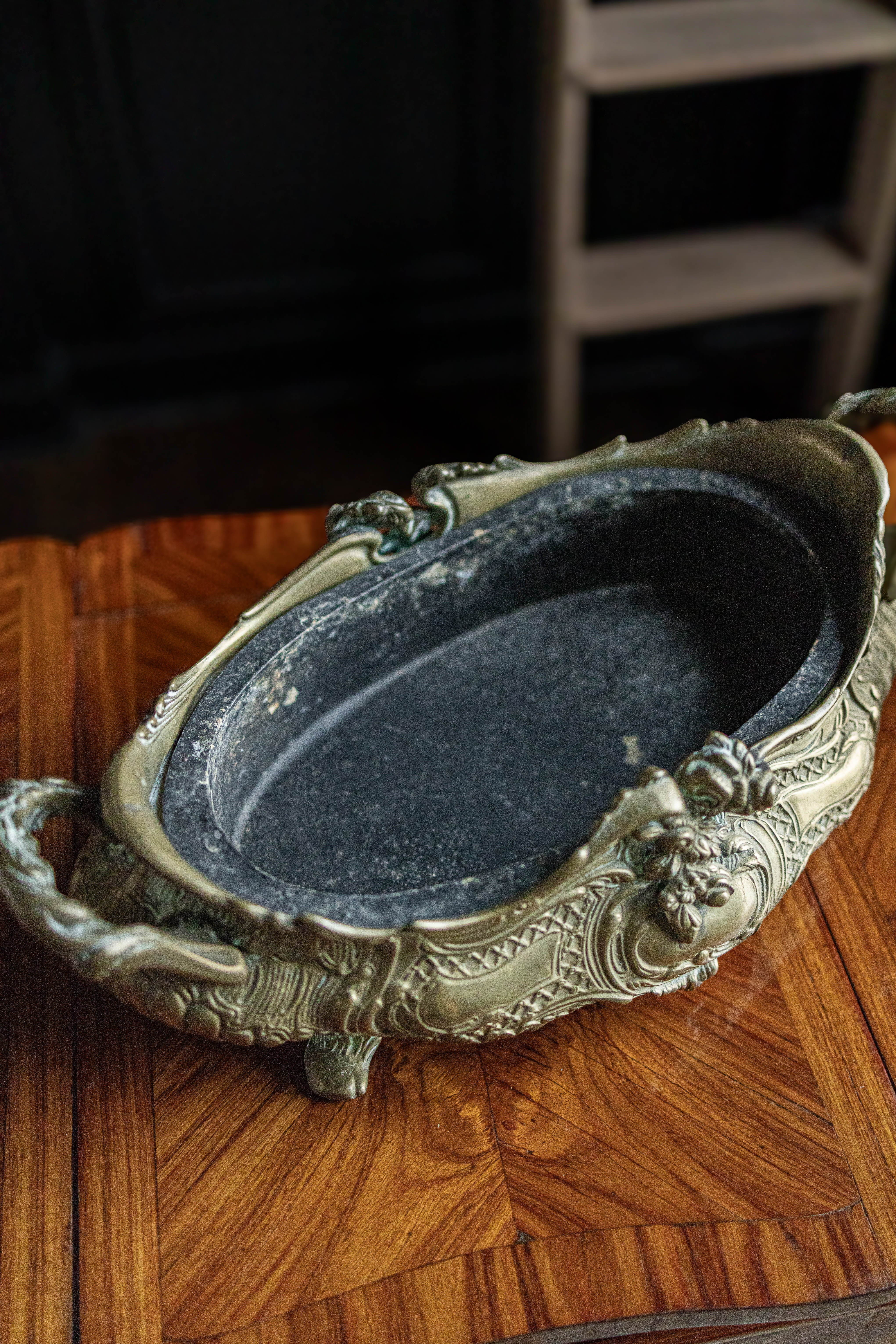19th Century French Bronze Jardinere with Insert