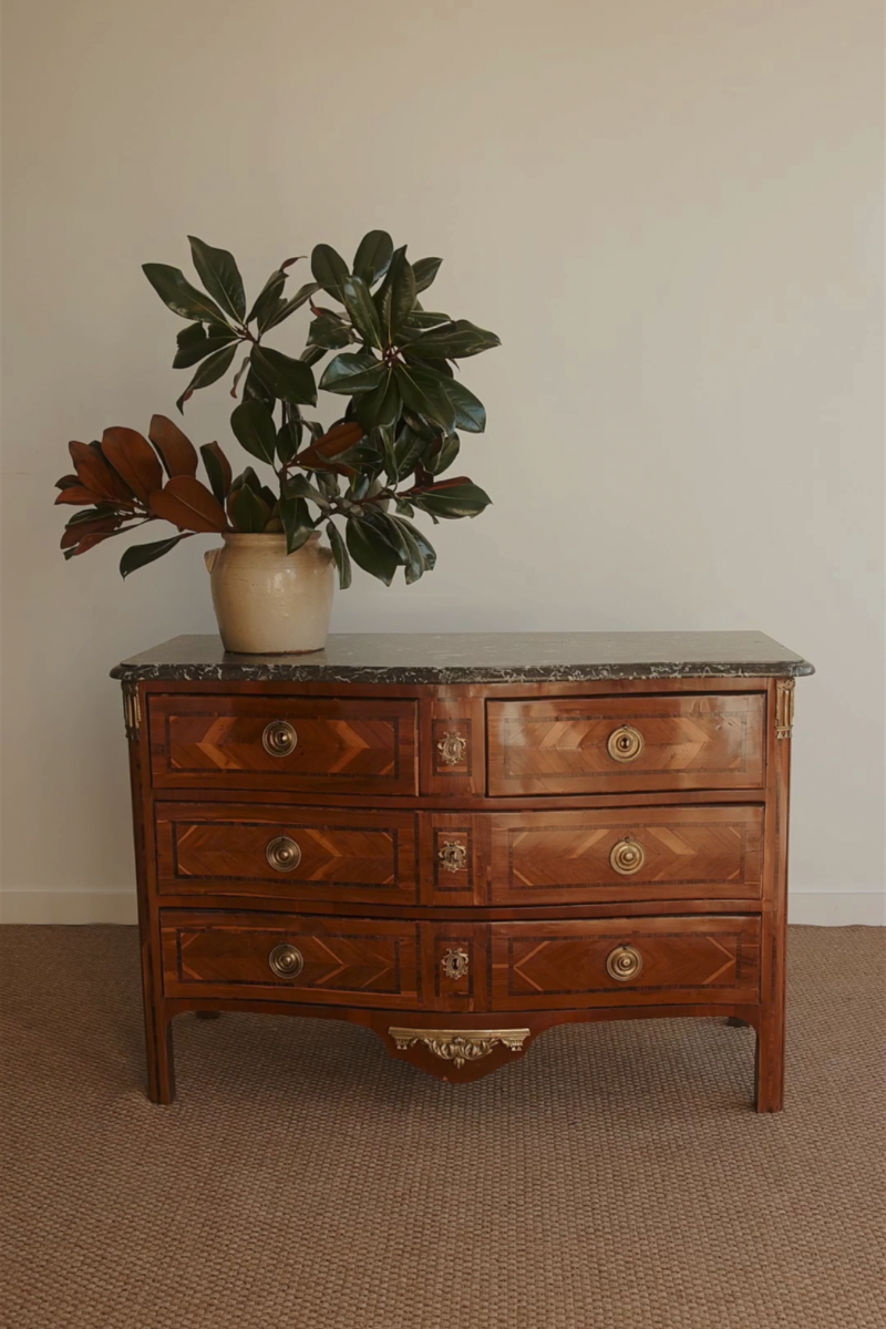 Antique 19th Century French Empire Mahogany Commode with Marble Top