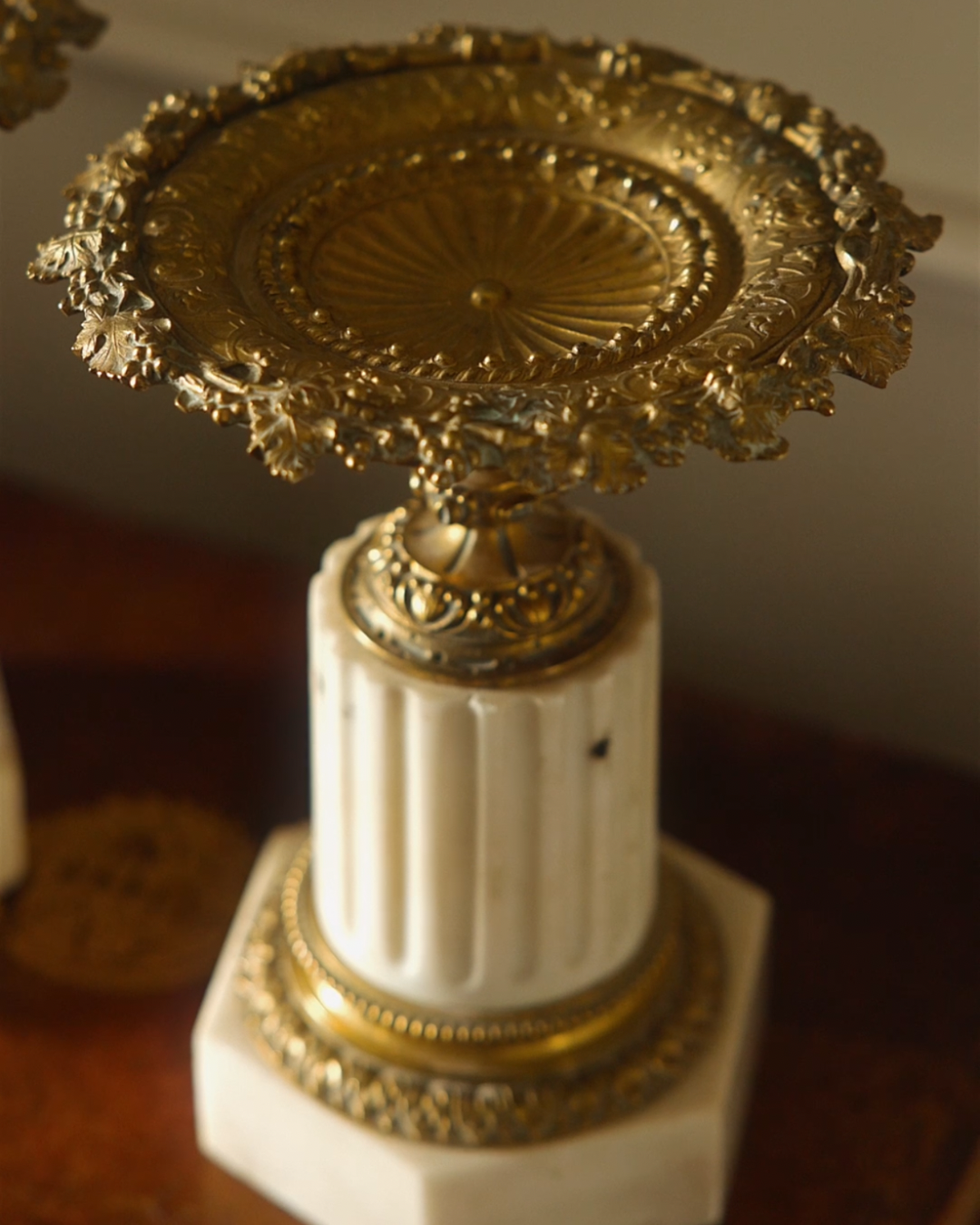 19th Century French Alabaster and Gilt Bronze Tazzas — Pair