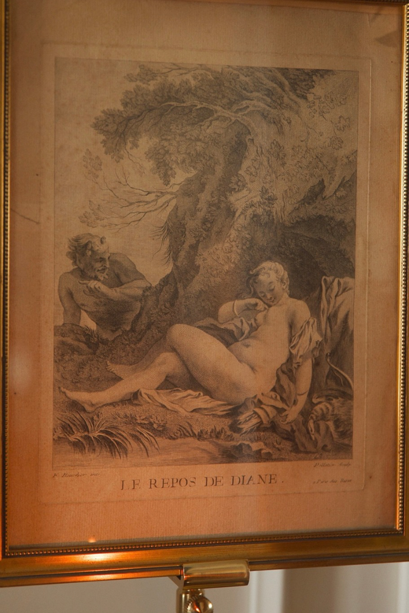 18th Century French Engraving “Le Repos de Diane” After François Boucher
