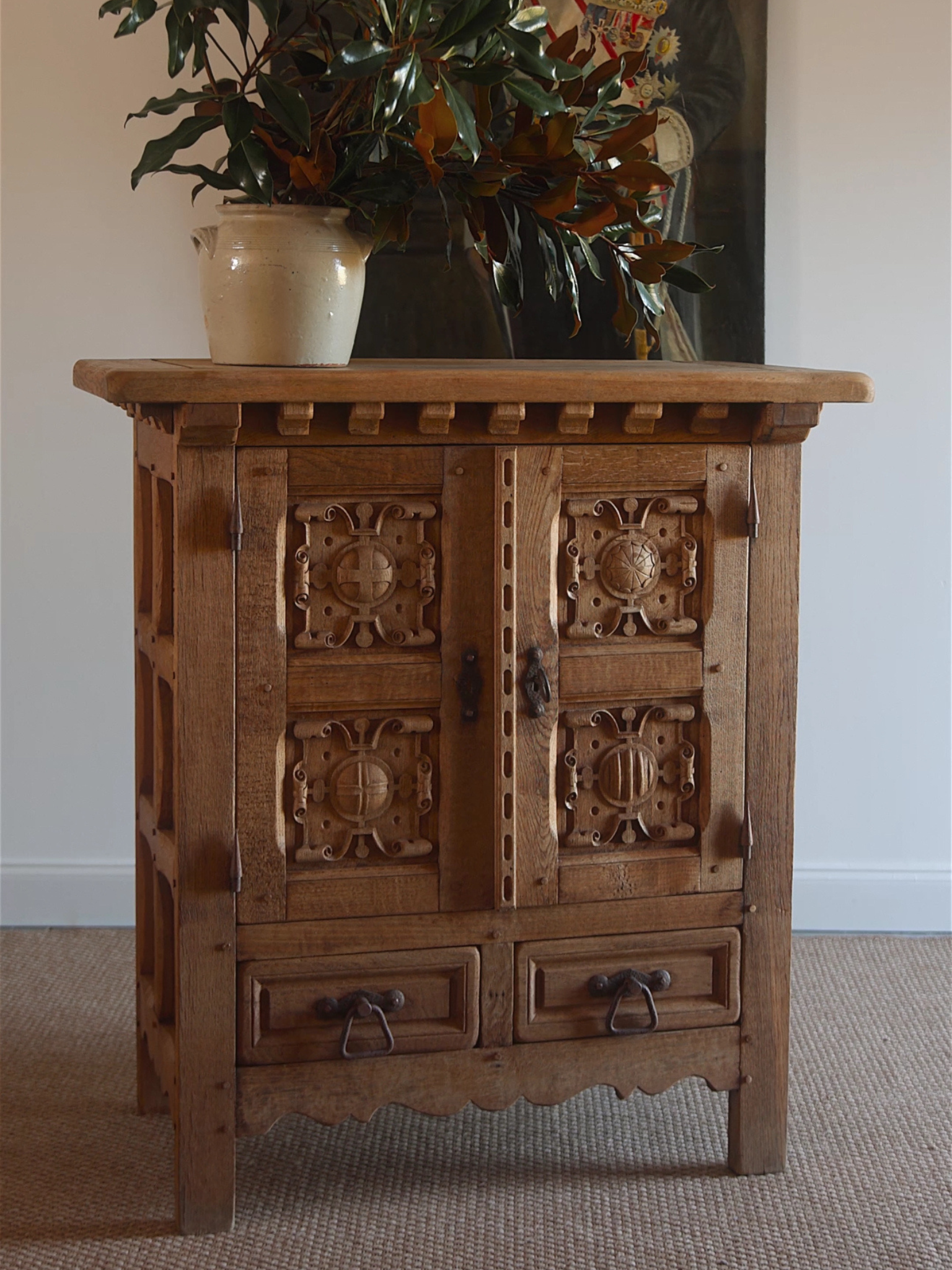 Spanish Carved Oak Cabinet