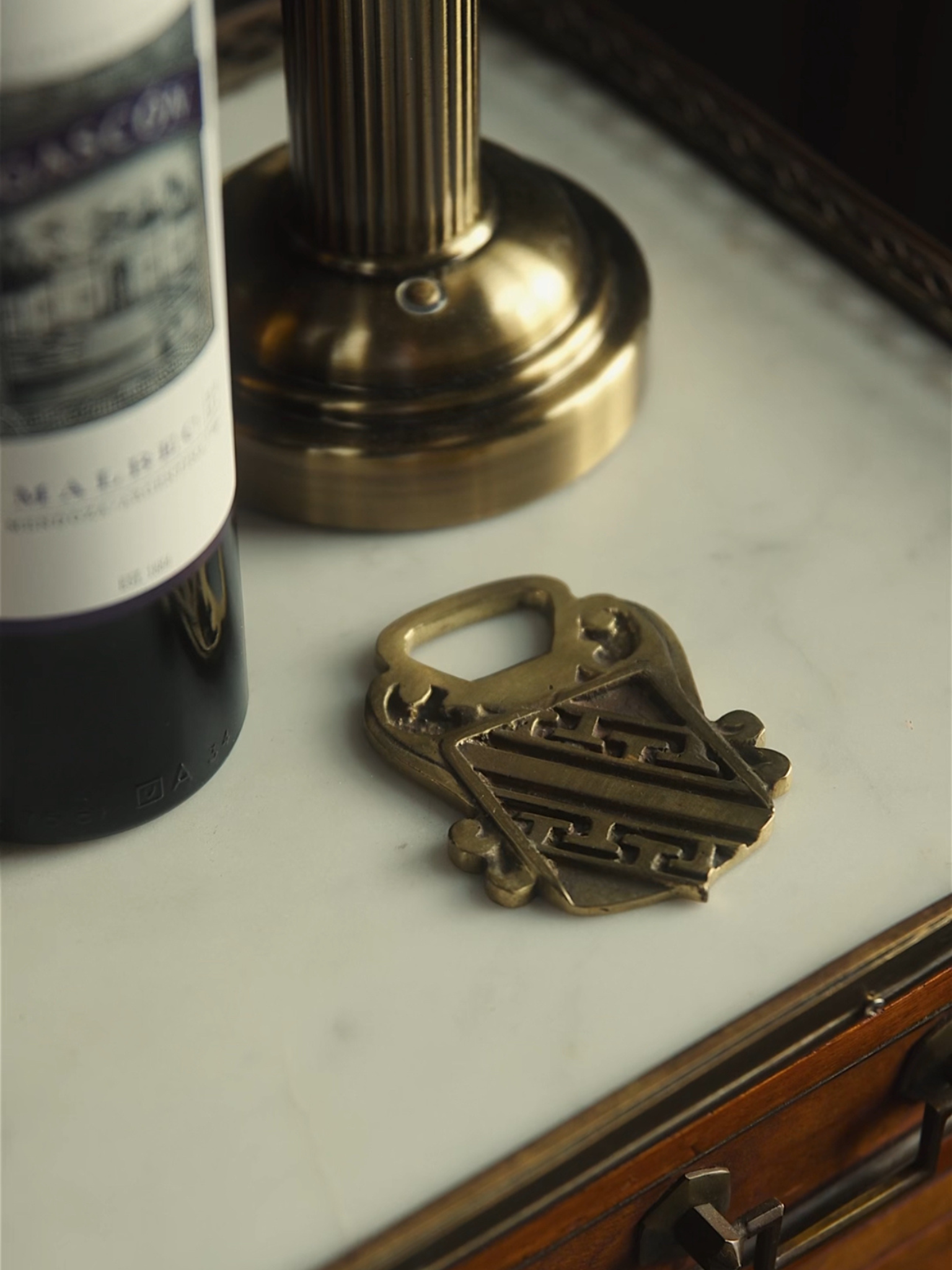 Vintage Brass Heraldic Bottle Opener