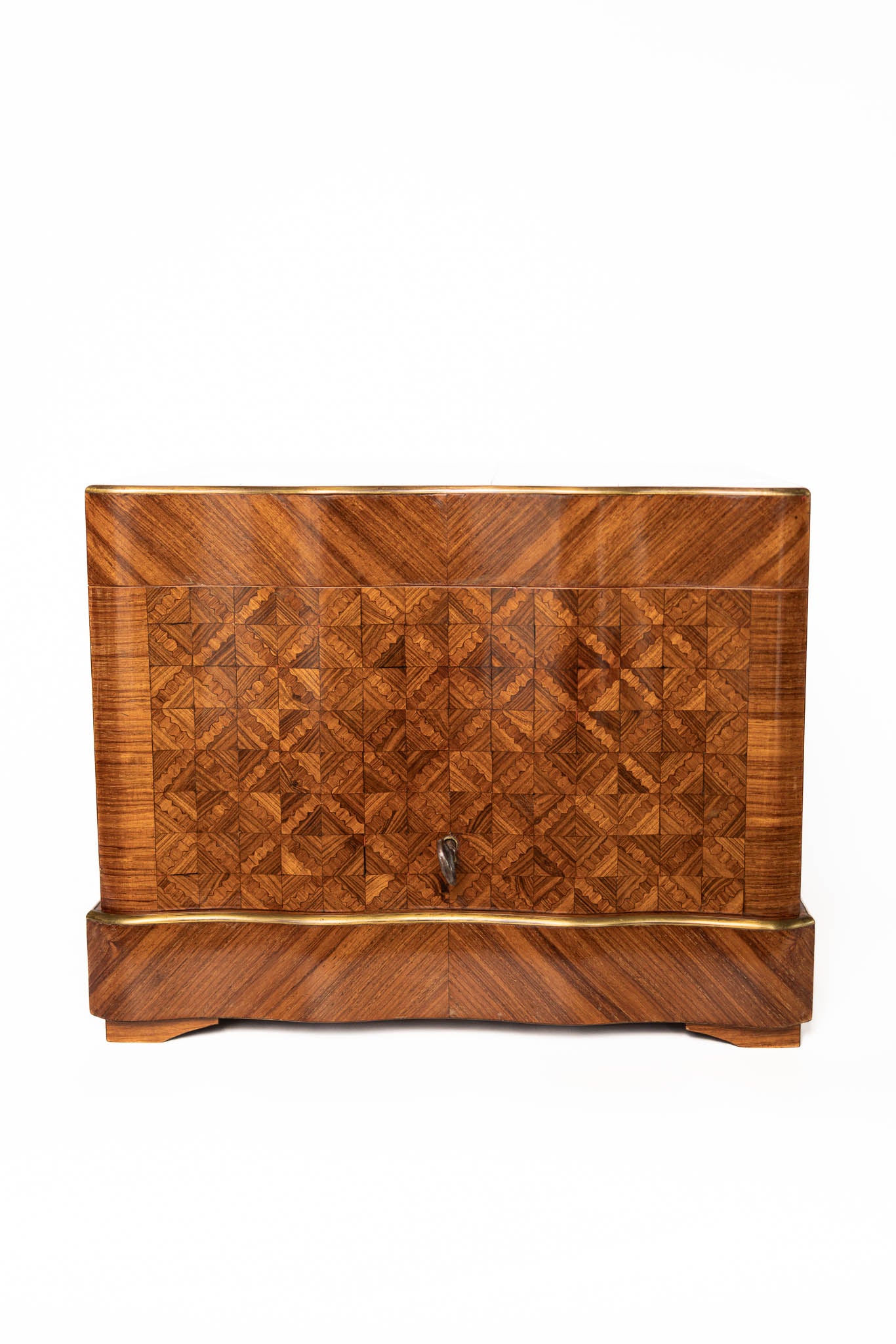 19th Century French Napoleon III Marquetry Tantalus Box with Etched Crystal Decanters